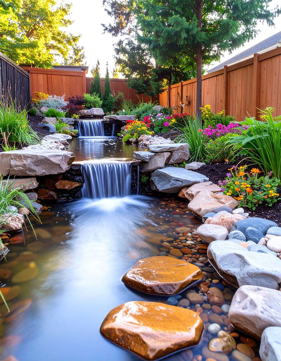 The Child Friendly Splashing Stream - 30 ai waterfall garden ideas