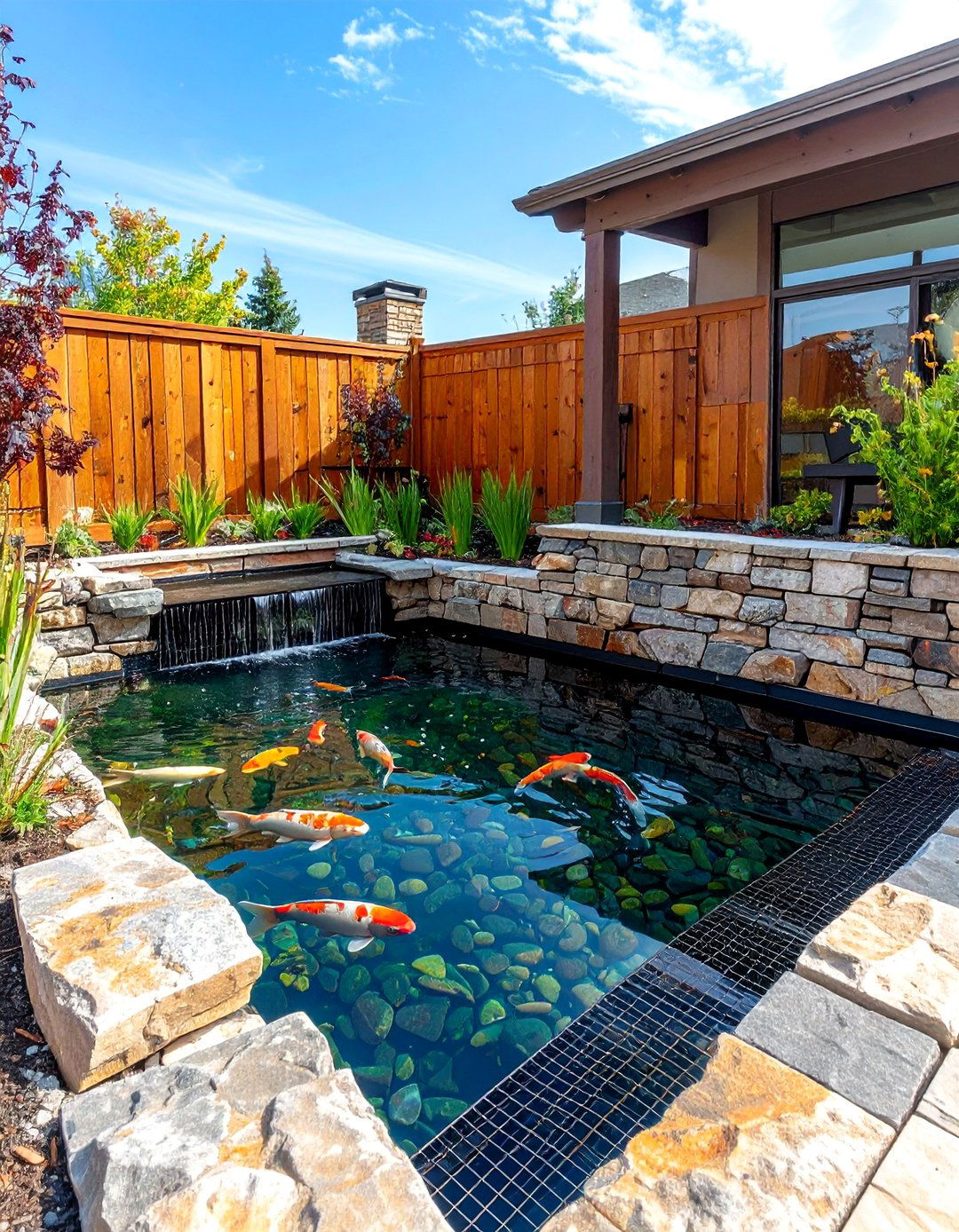 The Child Safe Raised Pond - 30 backyard koi pond ideas