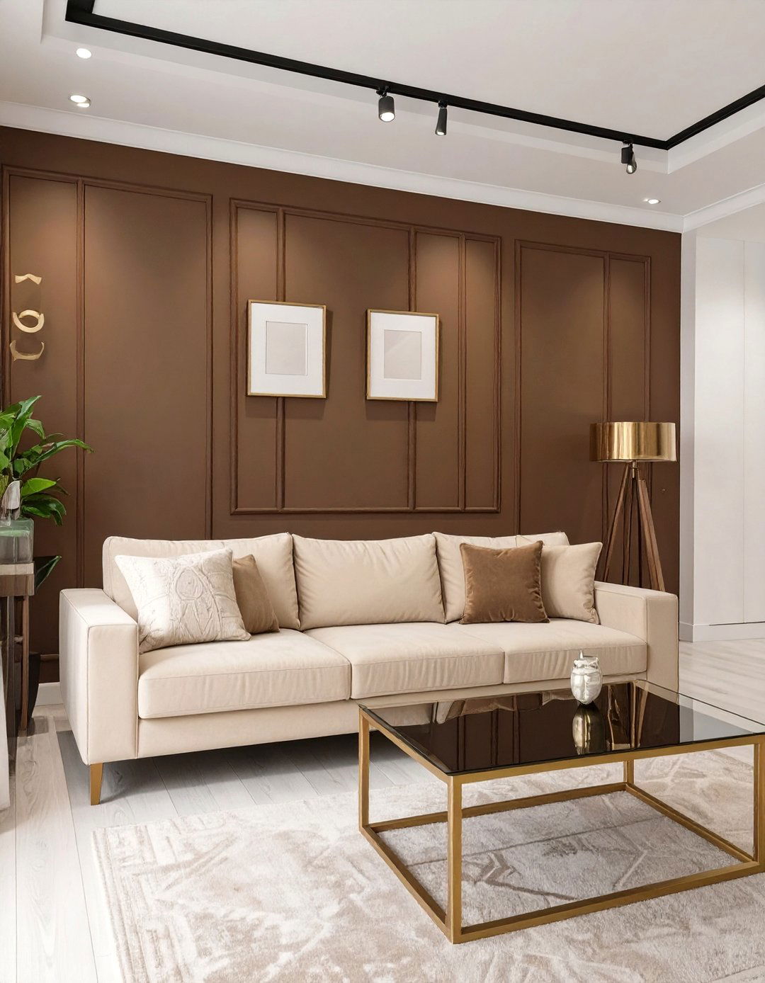 The Chocolate Brown Accent Wall - 30 brown living room ideas