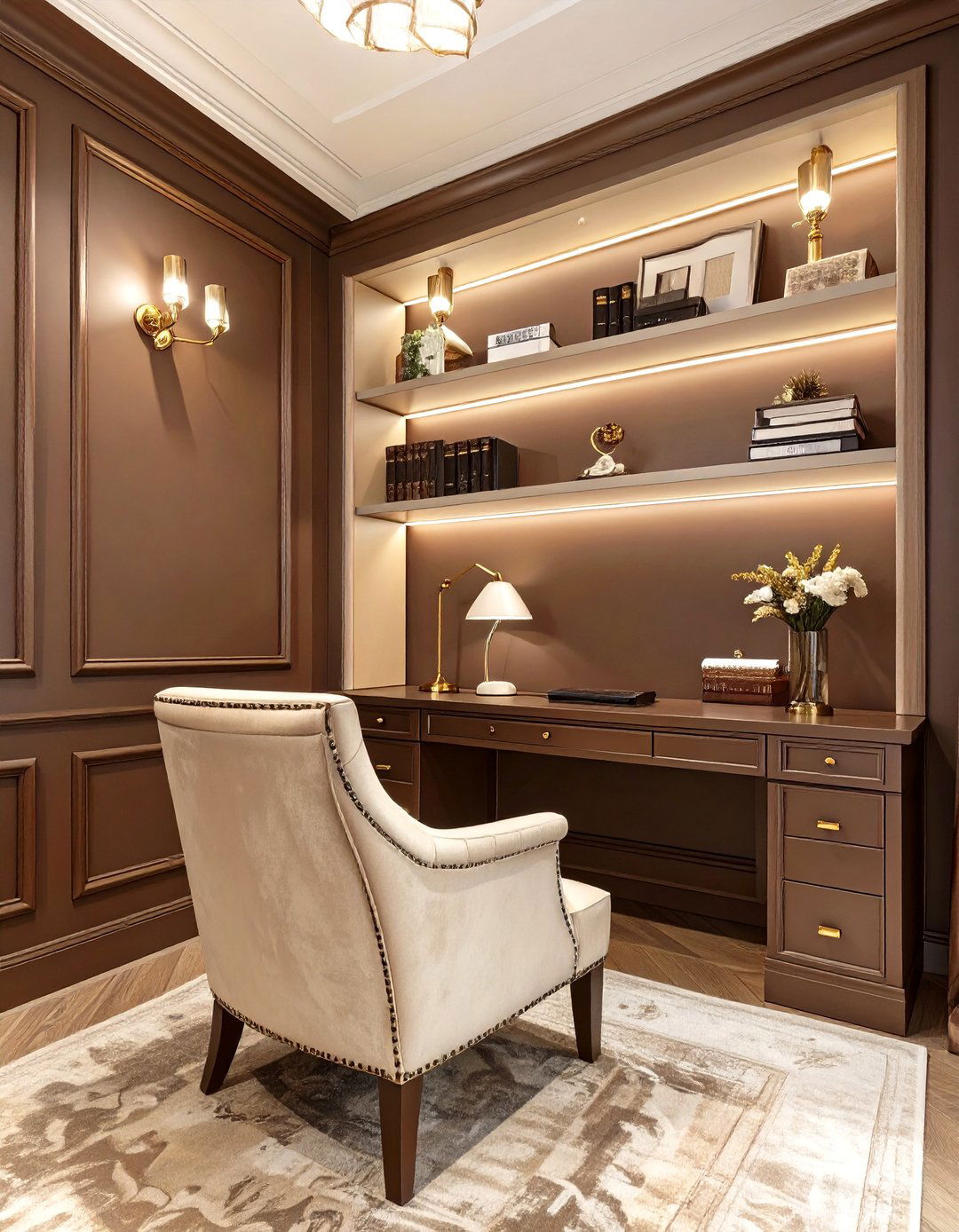 The Chocolate Brown and Cream Study - 30 dark interior design ideas