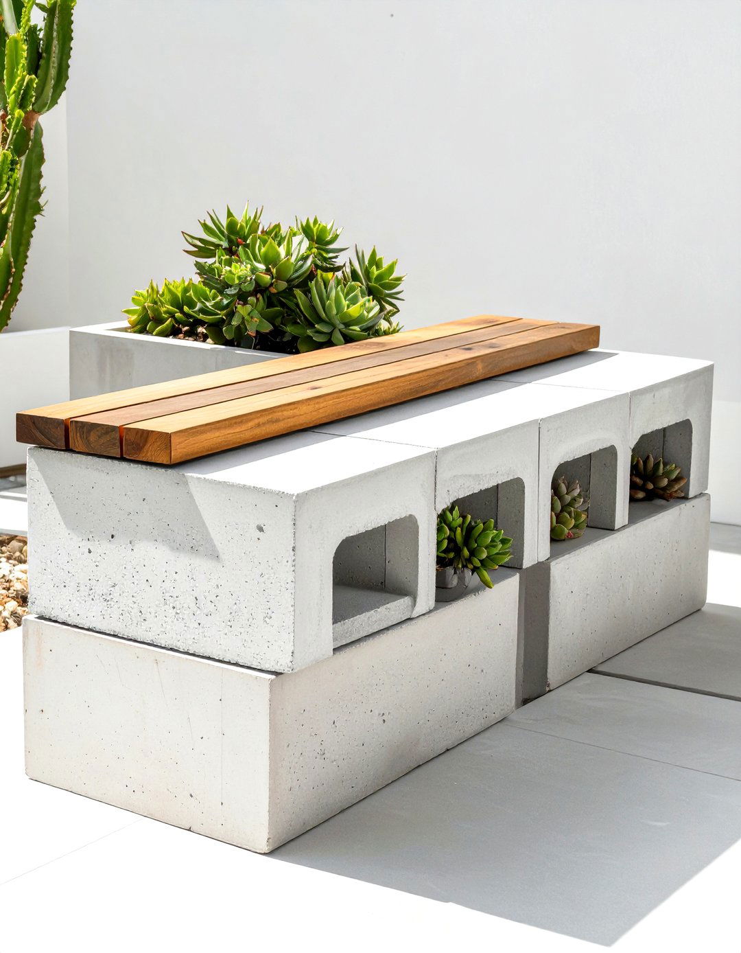The Cinder Block Bench and Planter - 30 cheap landscaping ideas