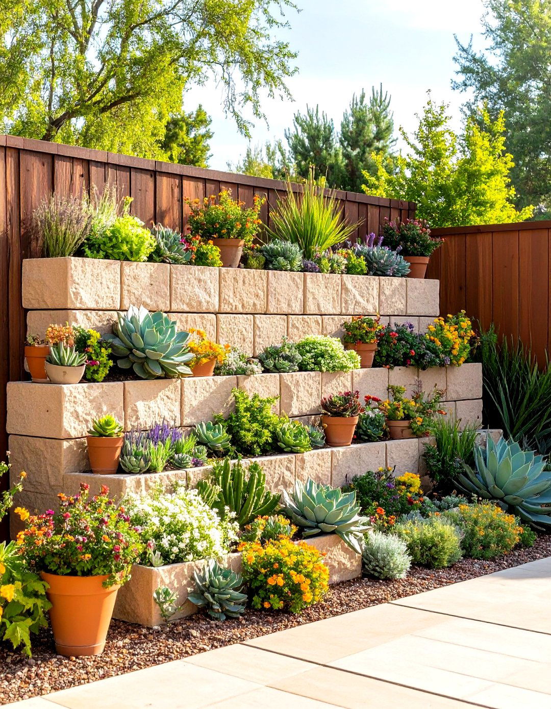 The Cinder Block Garden Wall - 30 inexpensive desert landscaping ideas