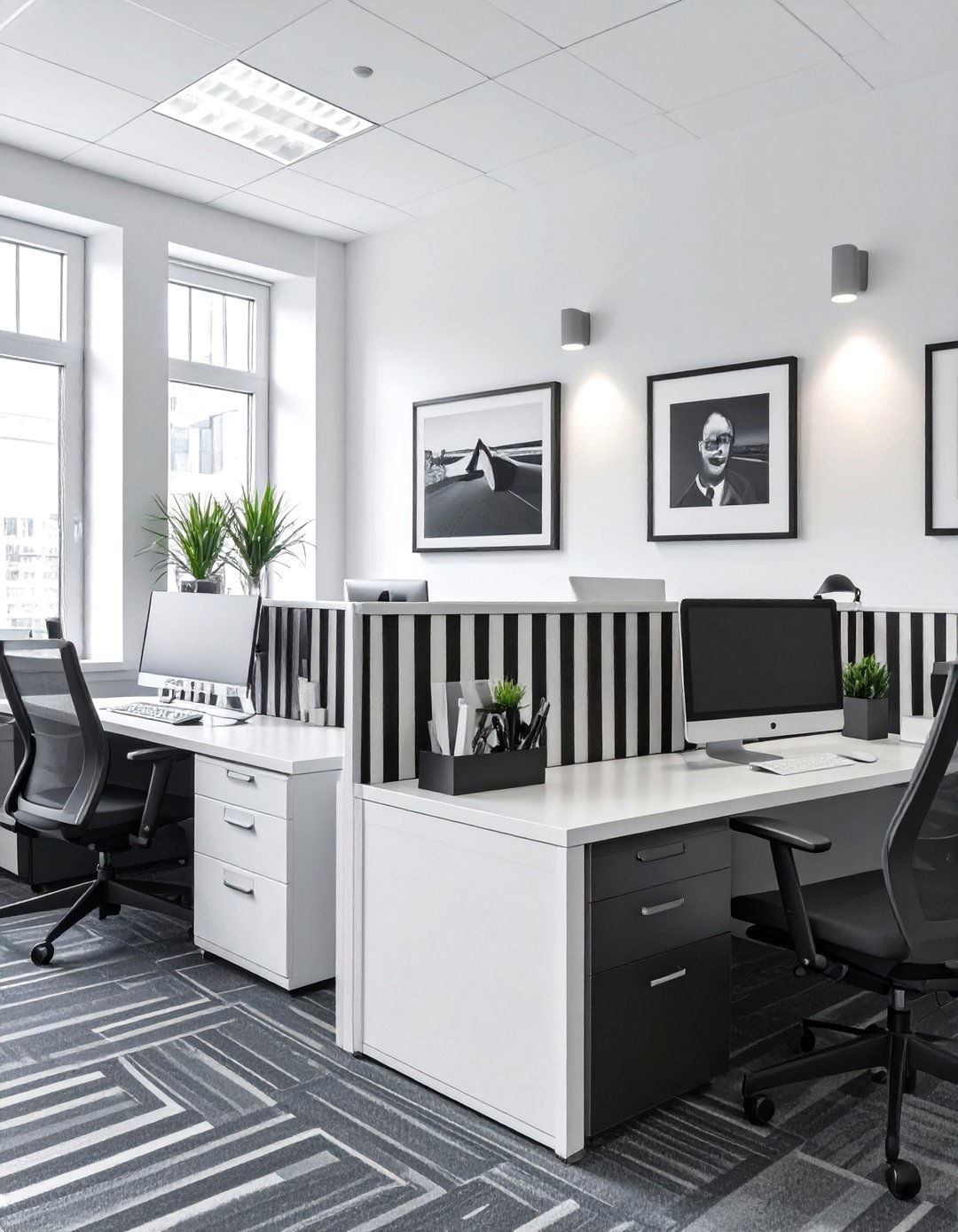 The Classic Black and White Theme - 30 office cubicle decor ideas