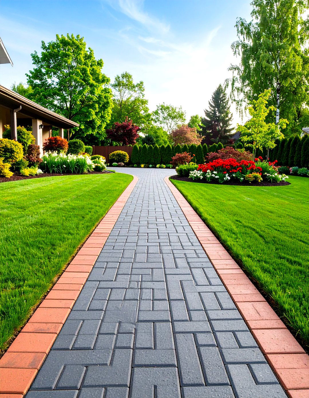 The Classic Brick Border Driveway - 30 driveway landscape ideas