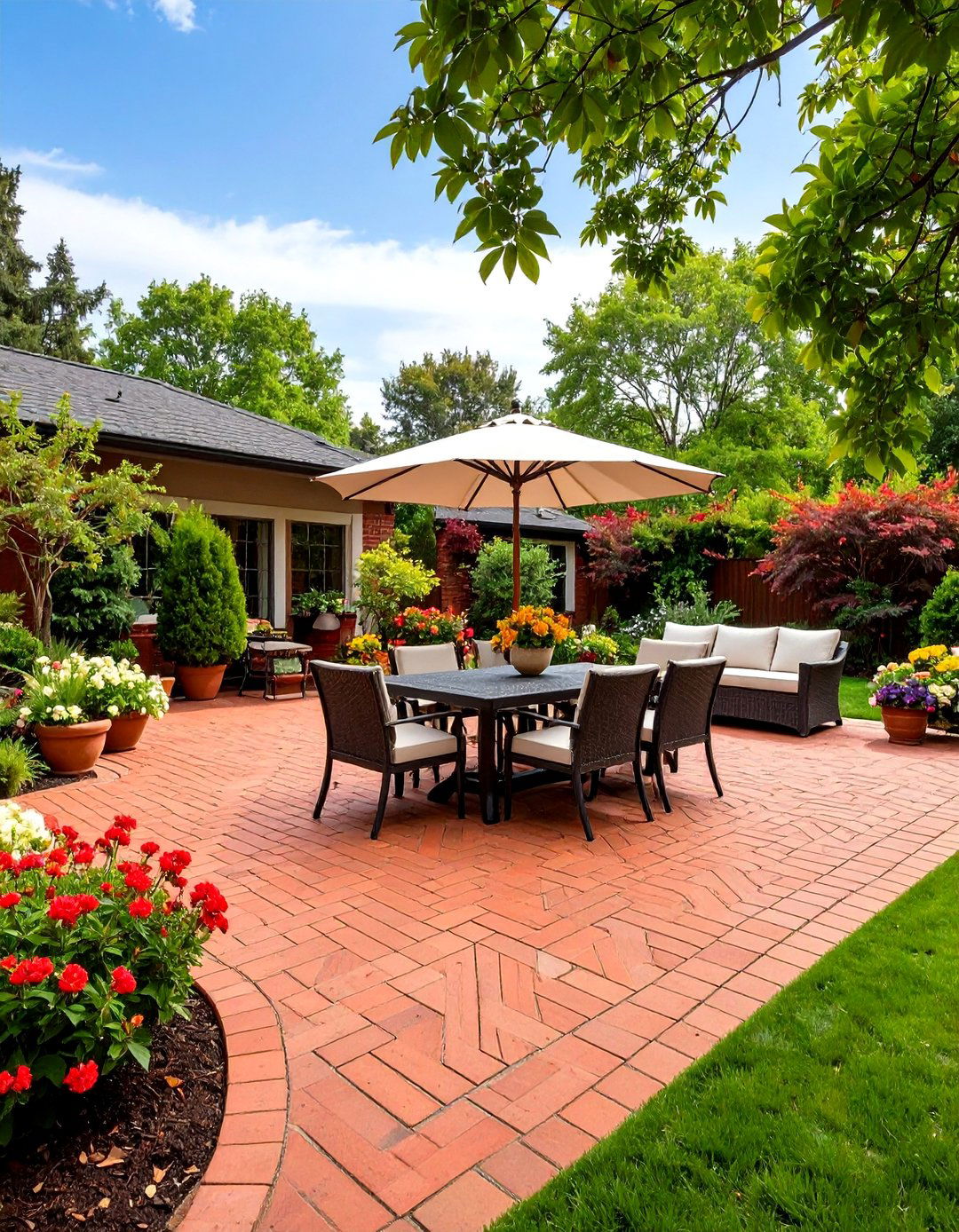 The Classic Brick Herringbone Patio - 30 backyard hardscape ideas