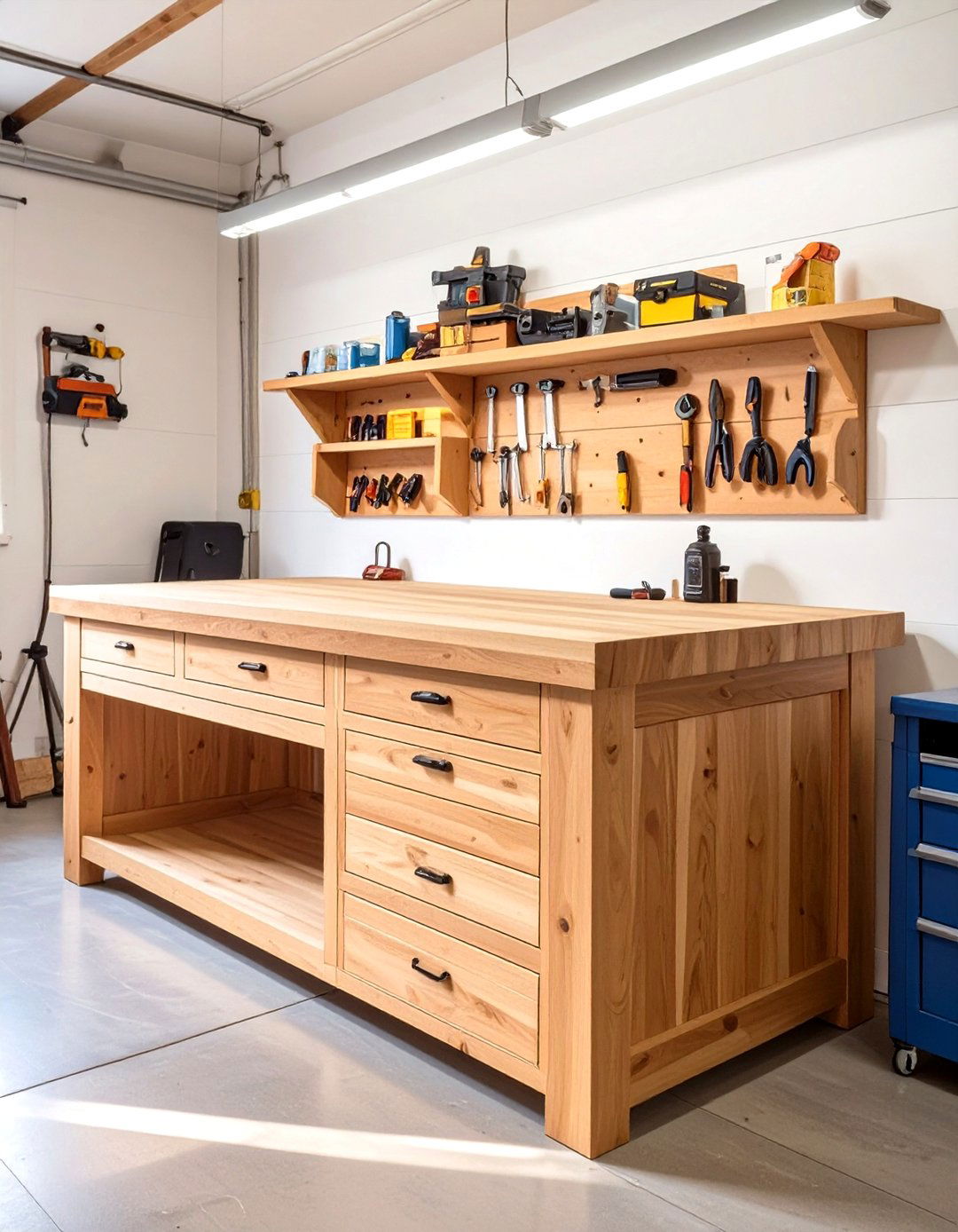 The Classic Butcher Block Garage Workbench - 30 cool garage workbench ideas