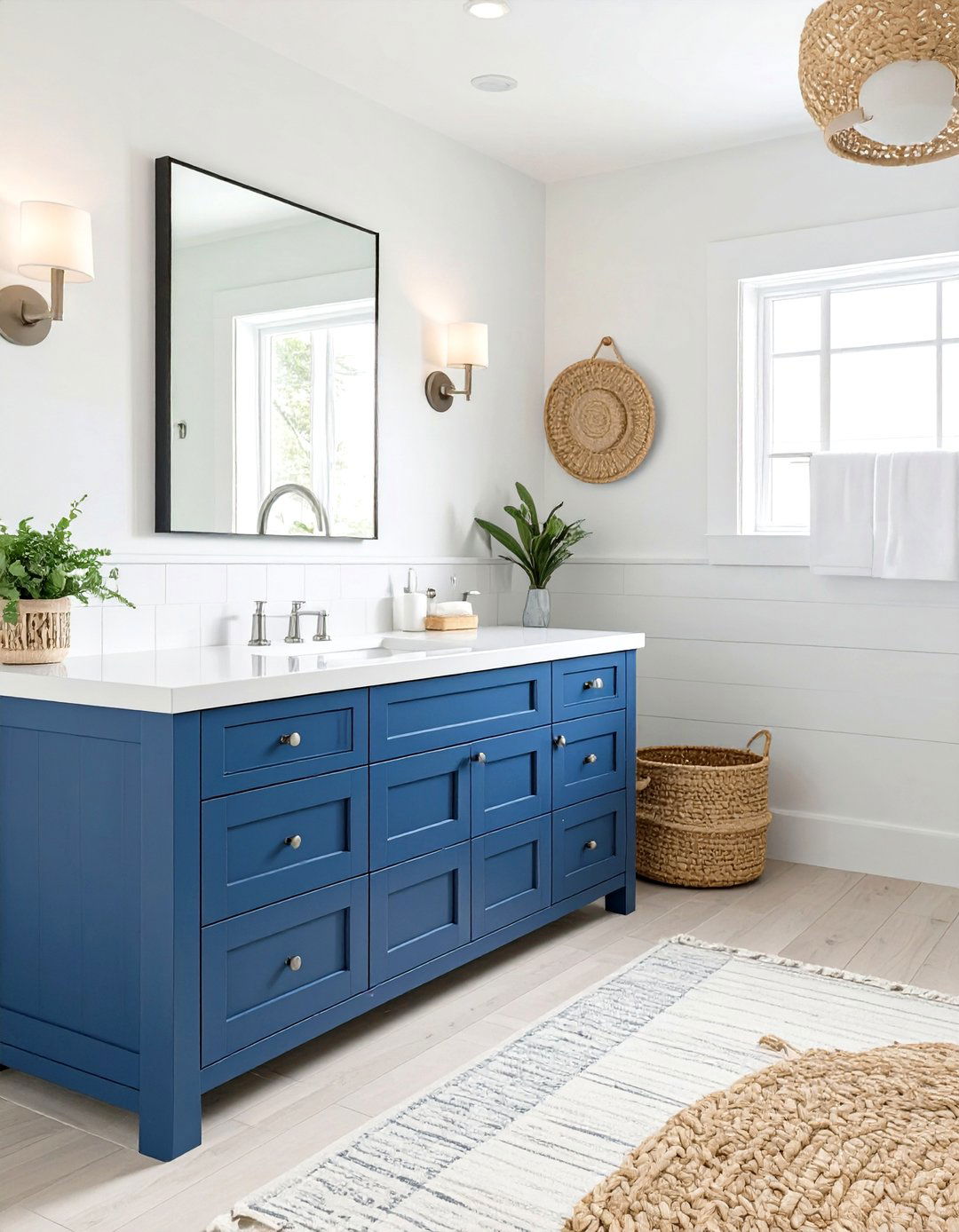 The Classic Coastal Bathroom Escape - 30 navy blue vanity bathroom ideas