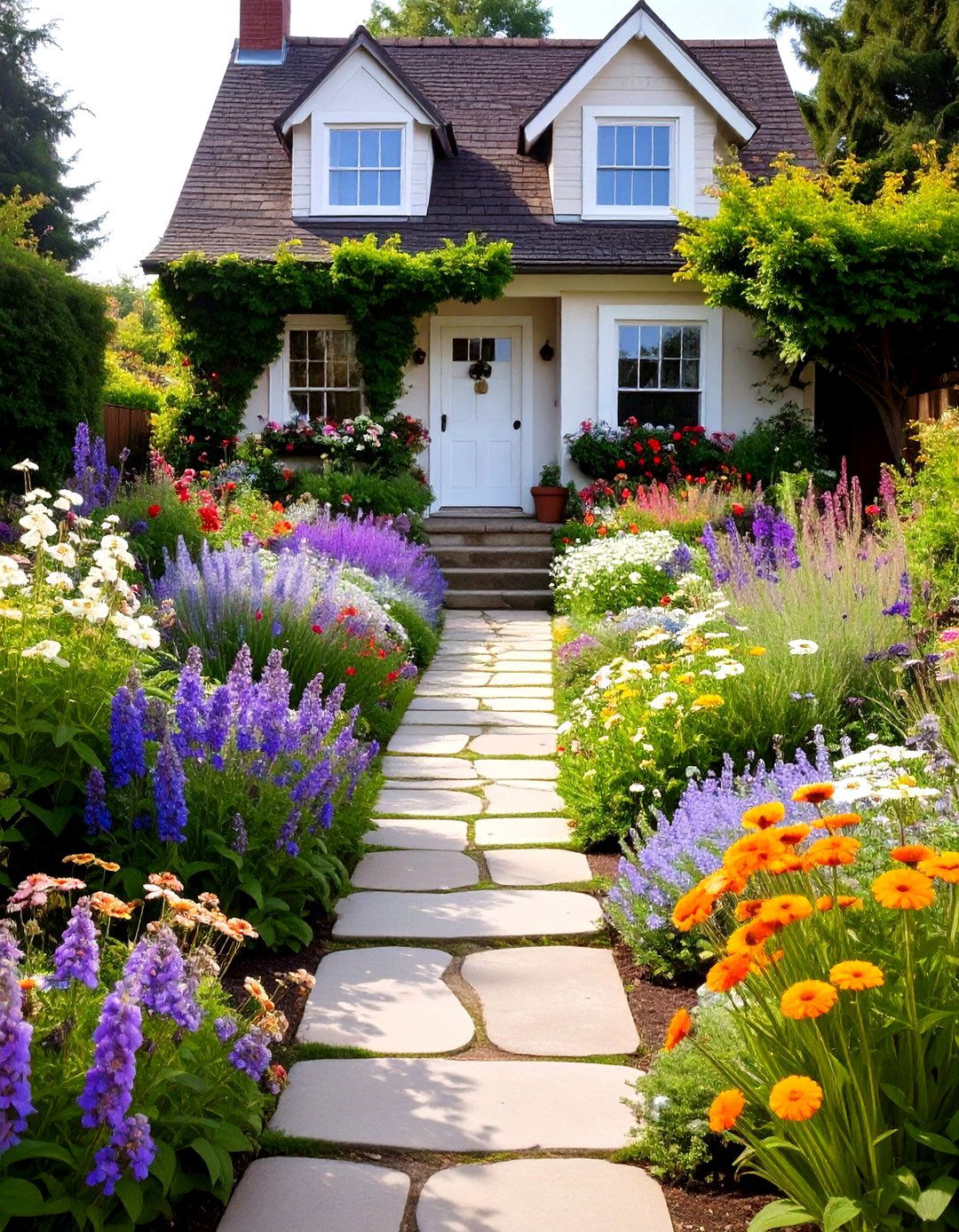 The Classic Cottage Perennial Garden - 30 front house full sun perennial garden designs
