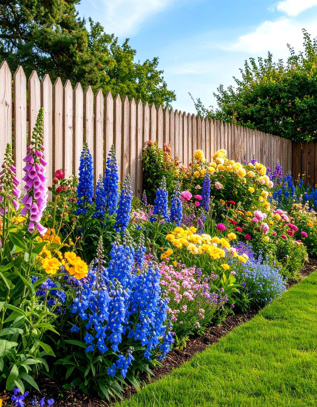 The Classic English Cottage Border - 30 fence line landscaping ideas
