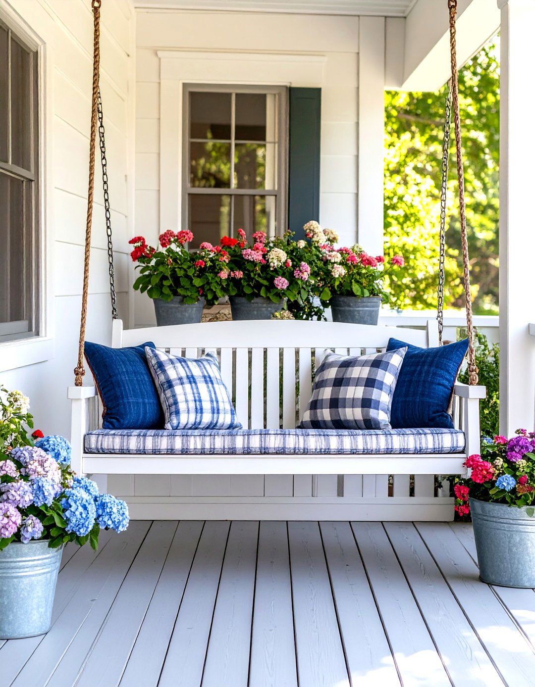 The Classic Farmhouse Porch Swing - 30 front porch swing ideas