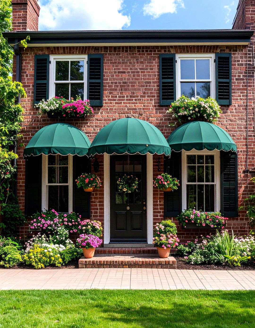 The Classic Green Awning over a Kitchen Window - 30 backyard awning ideas
