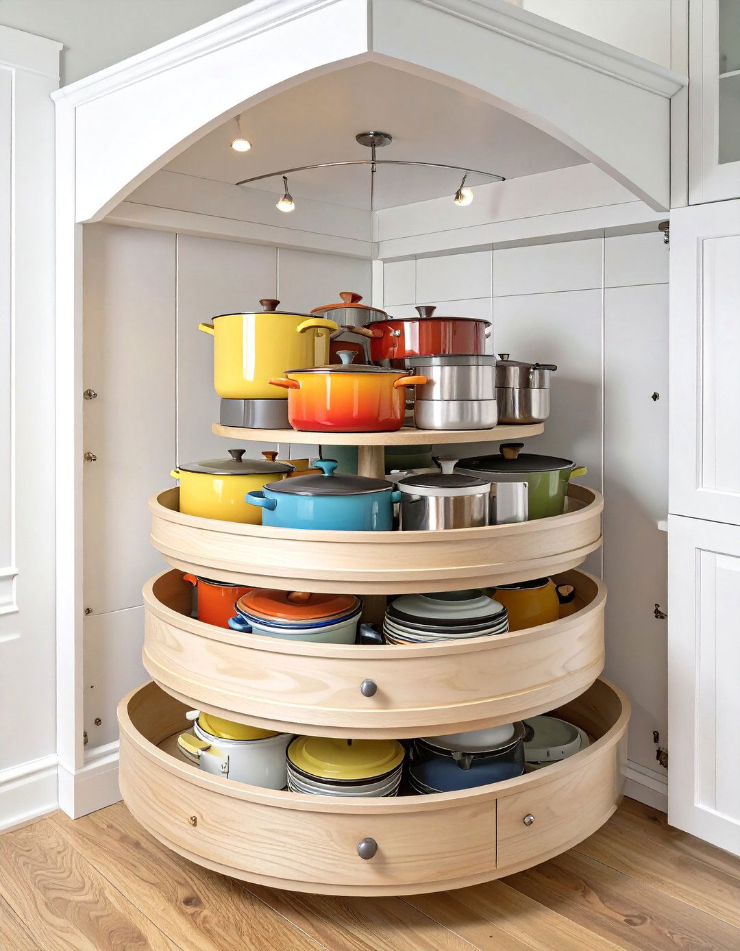 The Classic Lazy Susan Turntable - 30 blind corner kitchen cabinet ideas