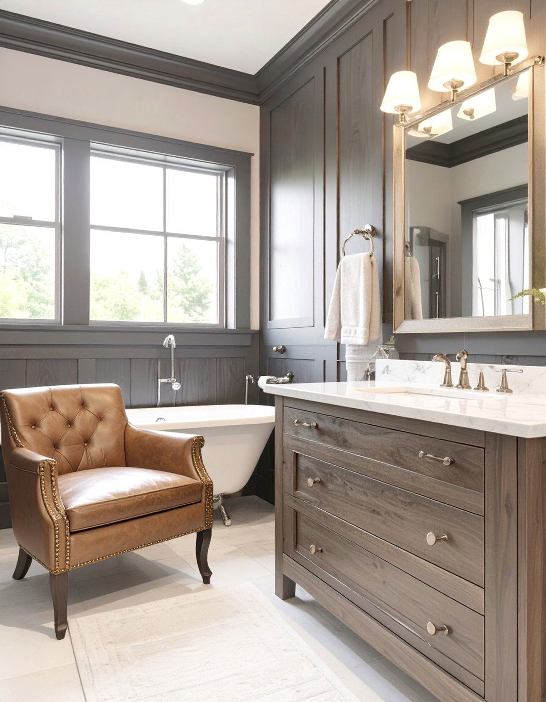 The Classic Leather and Wood Bathroom - 30 masculine bathroom ideas