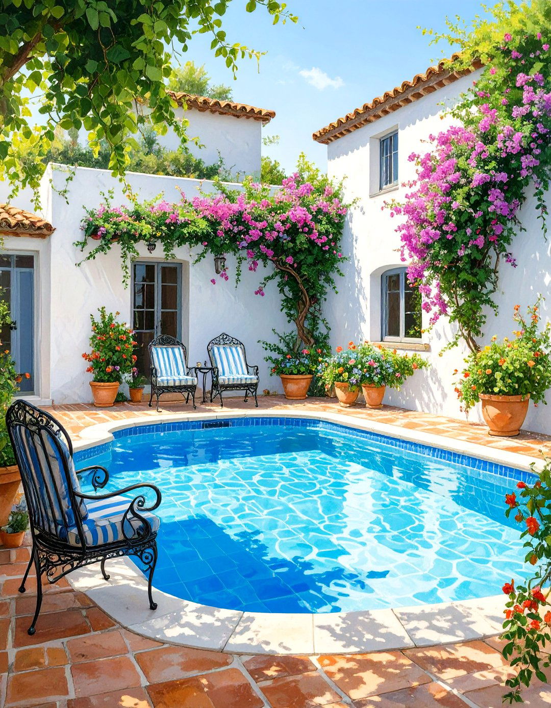 The Classic Mediterranean Pool Courtyard - 30 backyard pool landscaping ideas