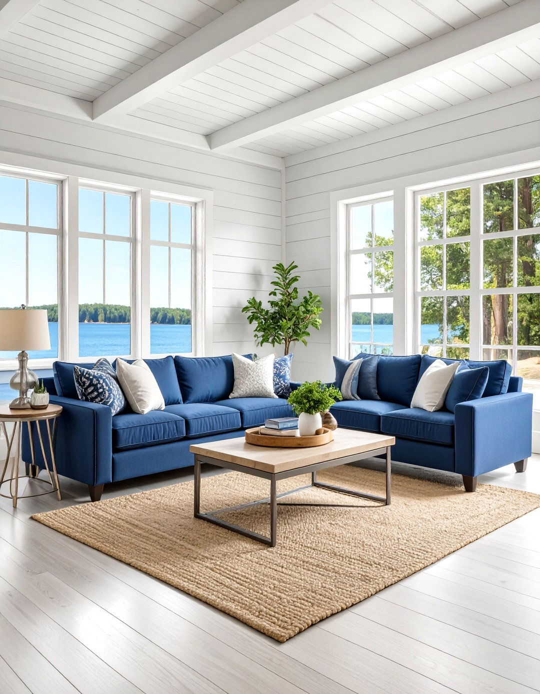 The Classic Nautical Navy and White Lake House - 30 lake house decor ideas