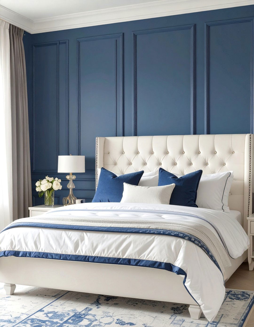 The Classic Navy and White Bedroom - 30 dark blue bedroom ideas