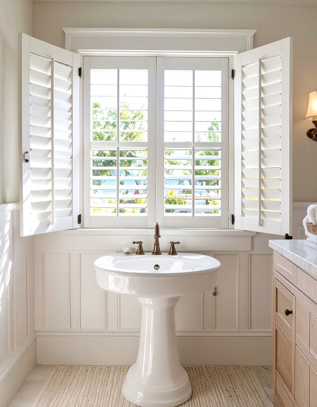 The Classic Plantation Shutter Treatment - 30 bathroom window ideas