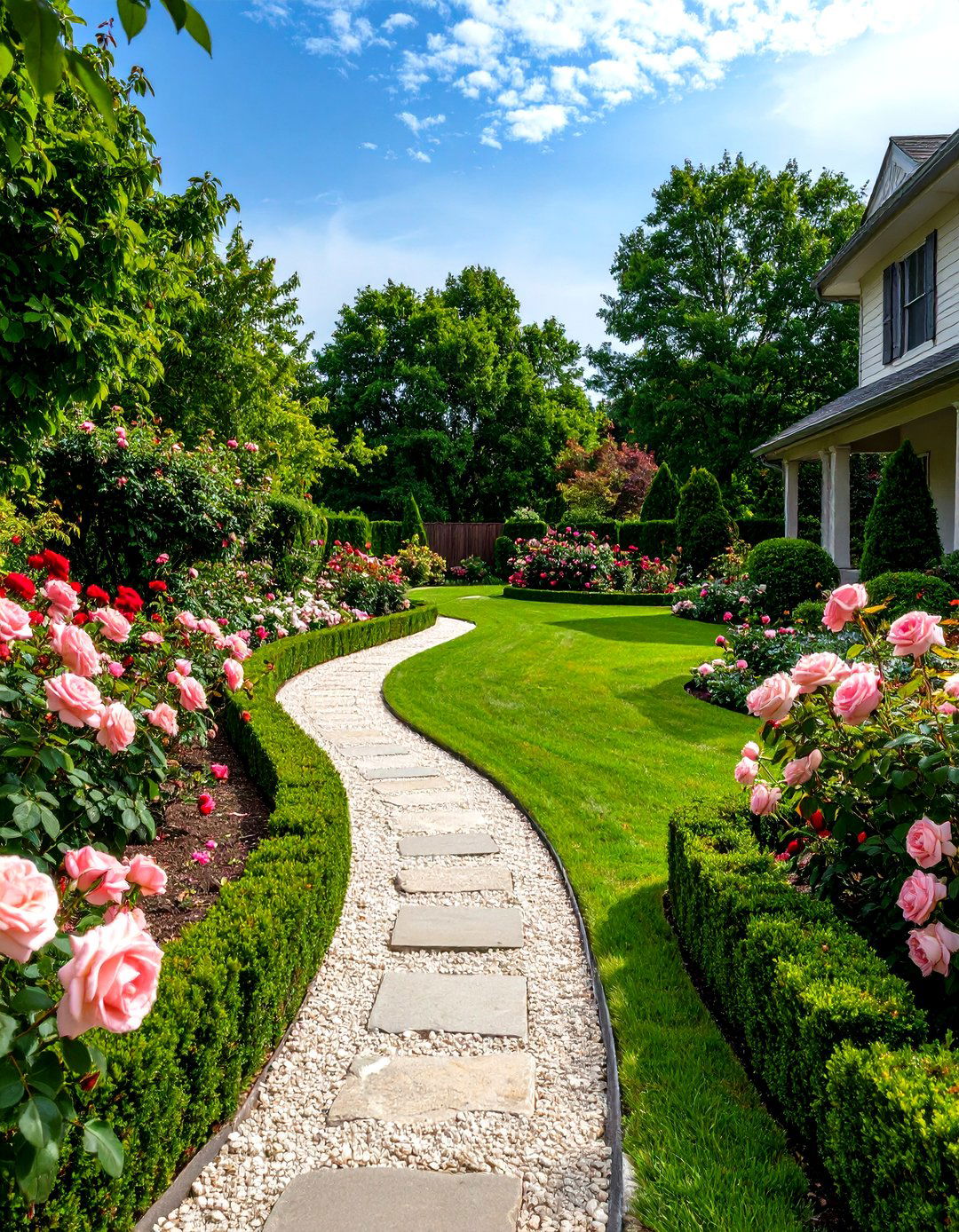 The Classic Rose Garden Lawn - 30 front lawn landscaping ideas