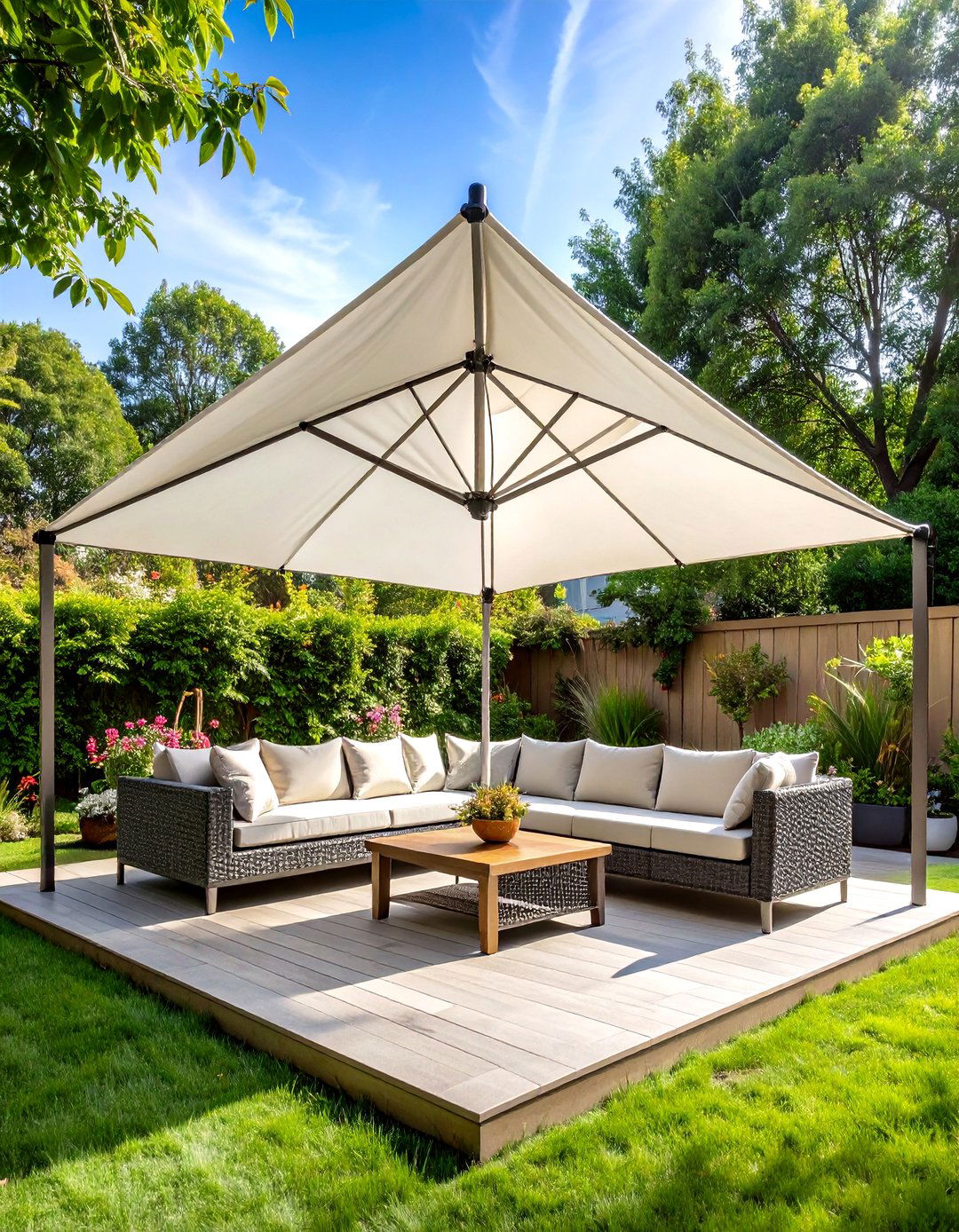 The Classic Sail Shade Canopy - 30 inexpensive patio shade ideas