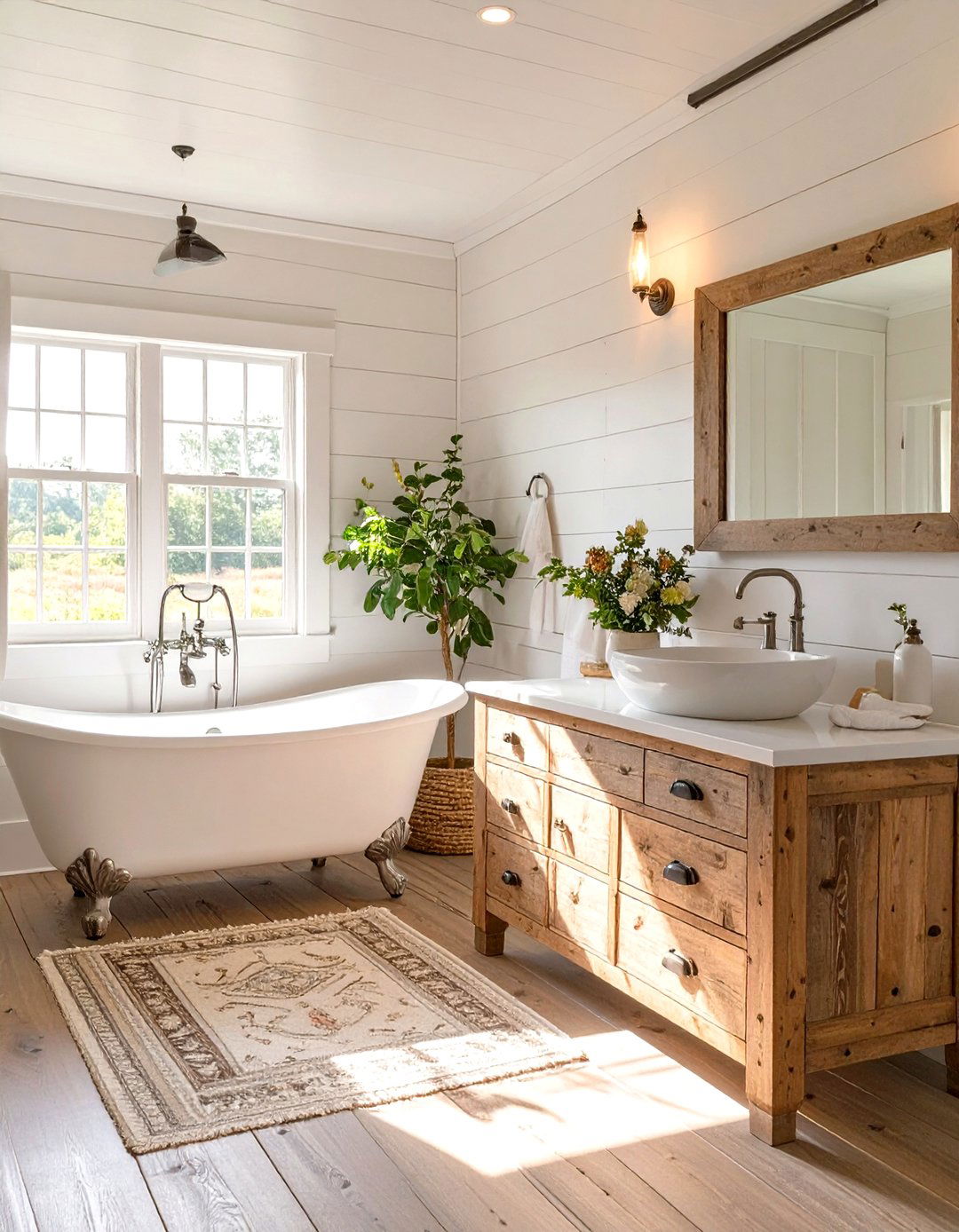 The Classic Shiplap Farmhouse Bathroom - 30 farmhouse bathroom decor ideas