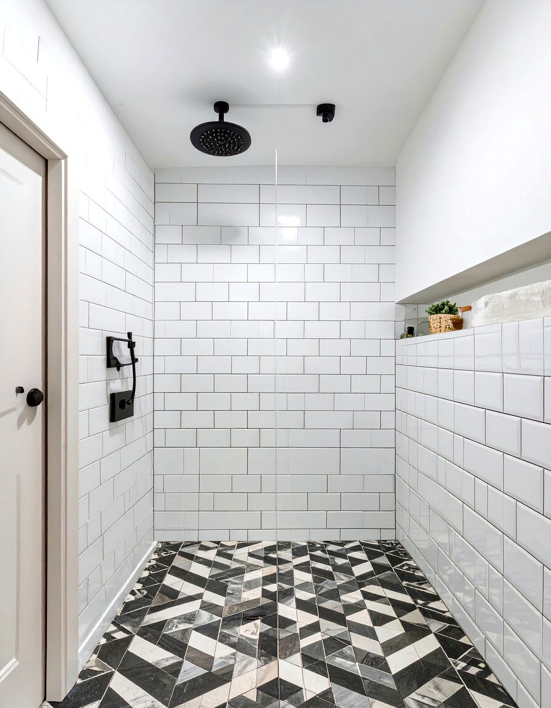 The Classic Subway Tile with a Twist - 30 doorless walk-in shower ideas