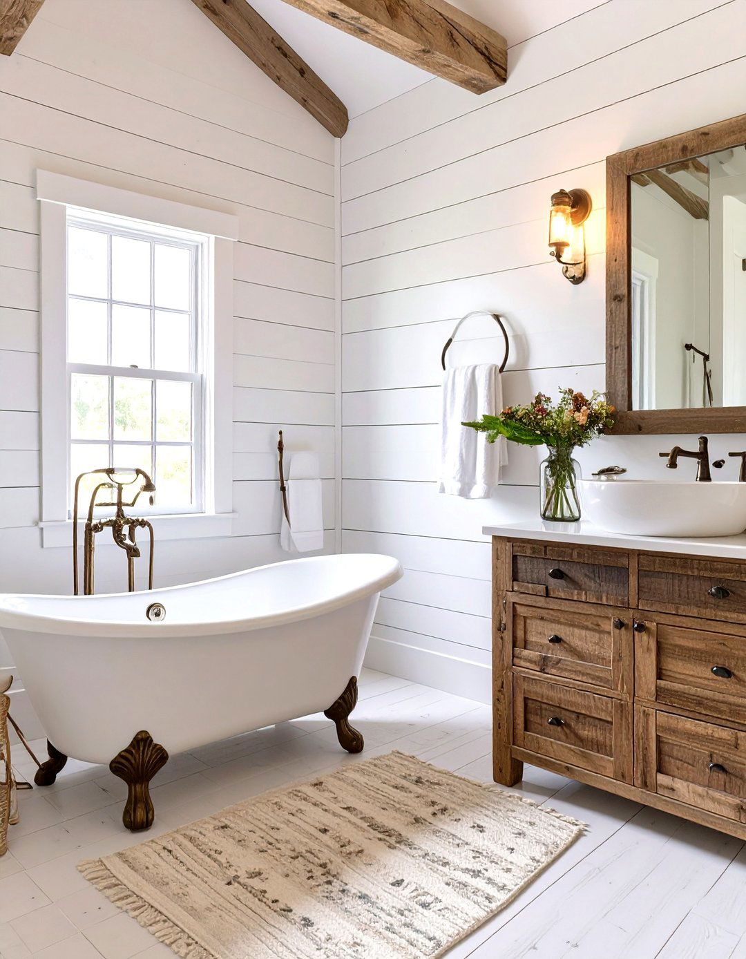 The Classic White Shiplap Bathroom - 30 farmhouse rustic bathroom ideas