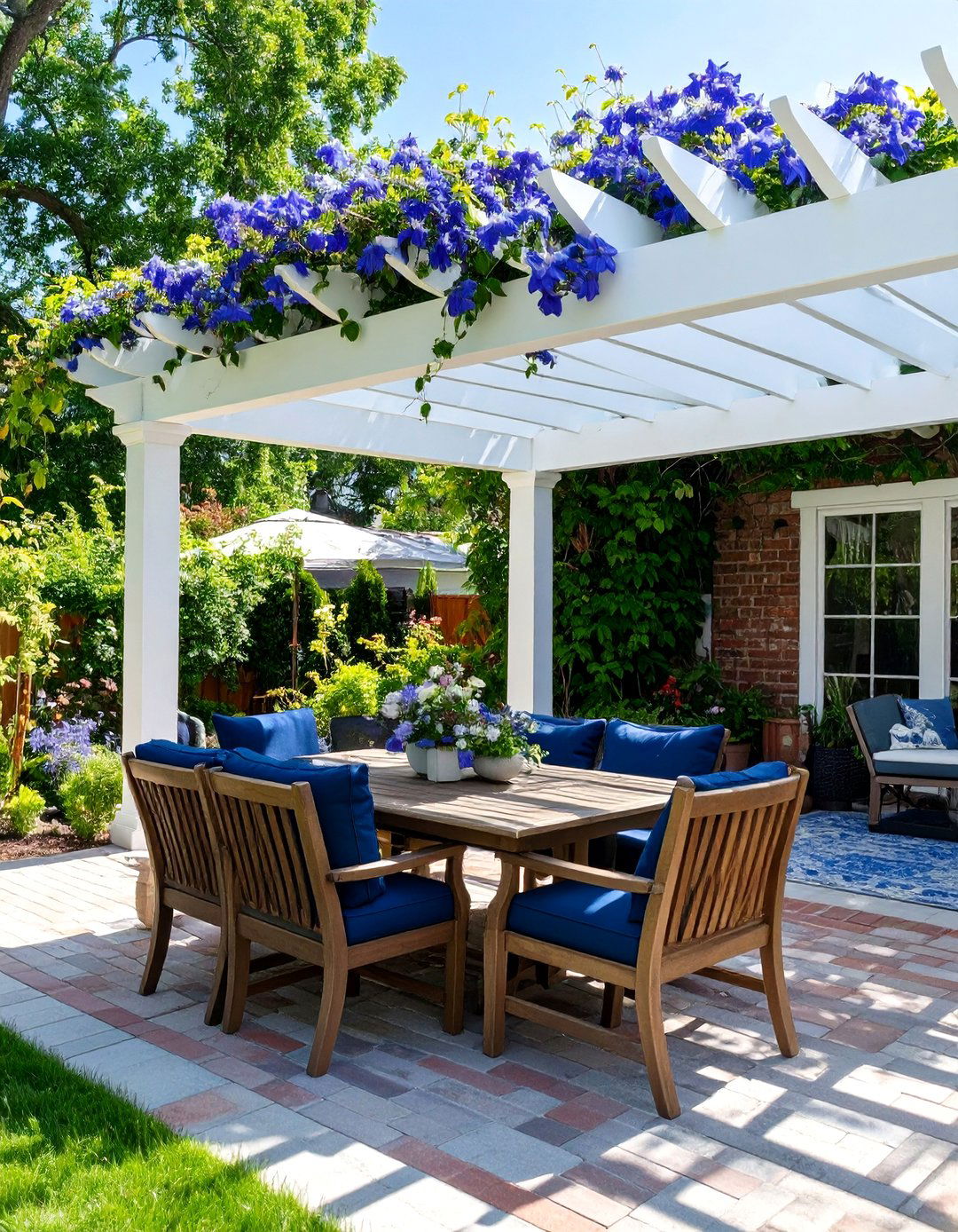 The Classic White Vinyl Pergola - 30 deck canopy ideas