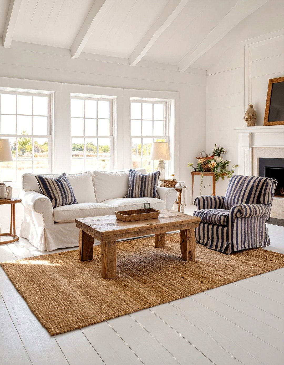 The Classic White Washed Living Room - 30 cape cod interior design ideas