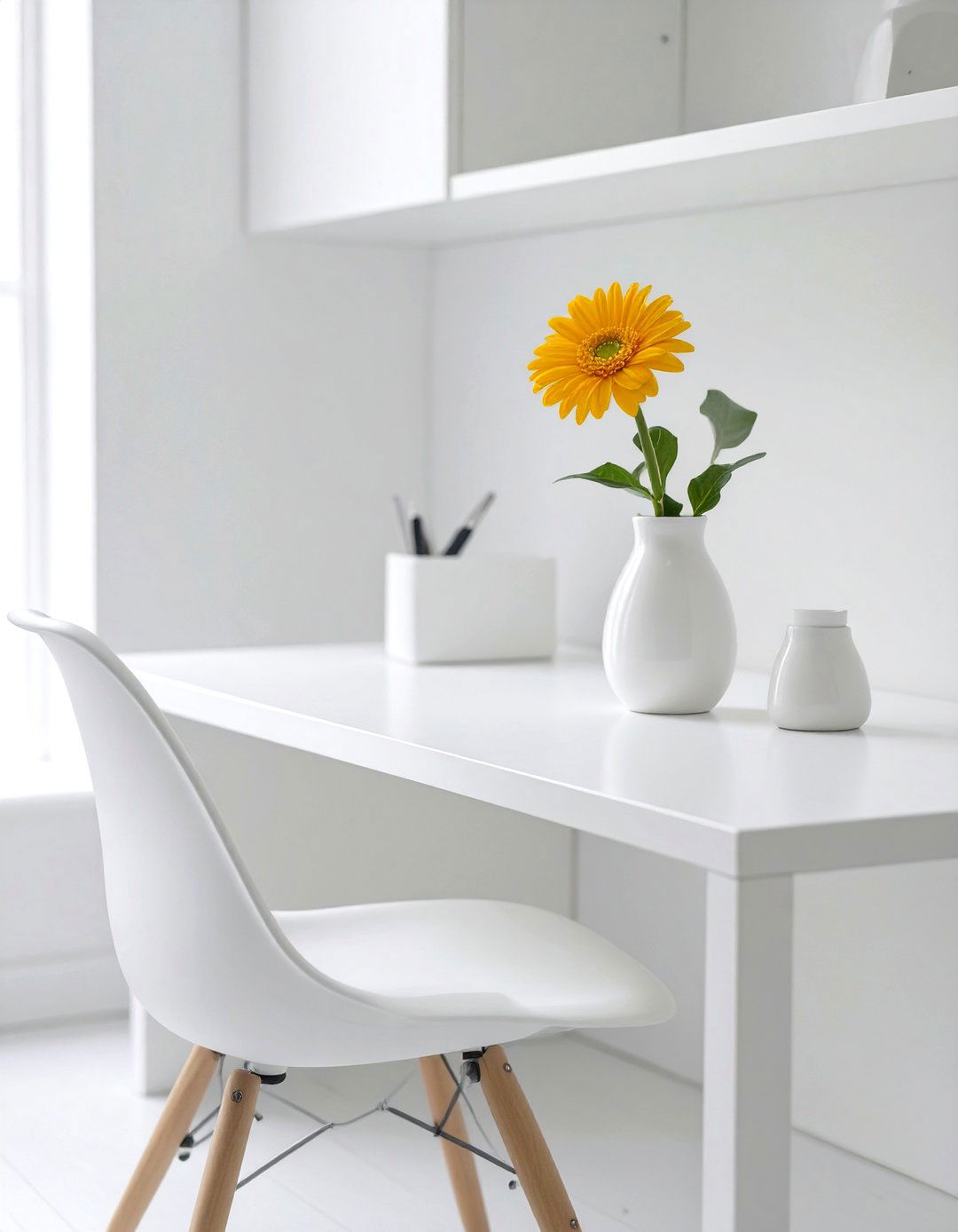 The Clean and Crisp White Office Desk - 30 office desk decoration ideas