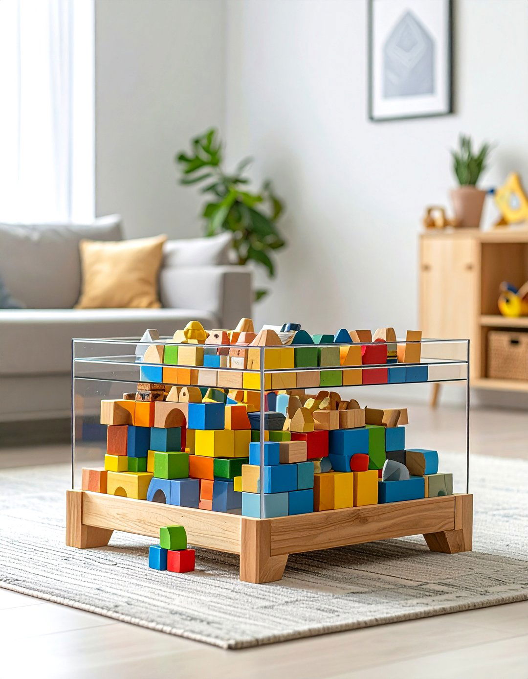 The Clear Acrylic Trunk - 30 living room toy storage ideas