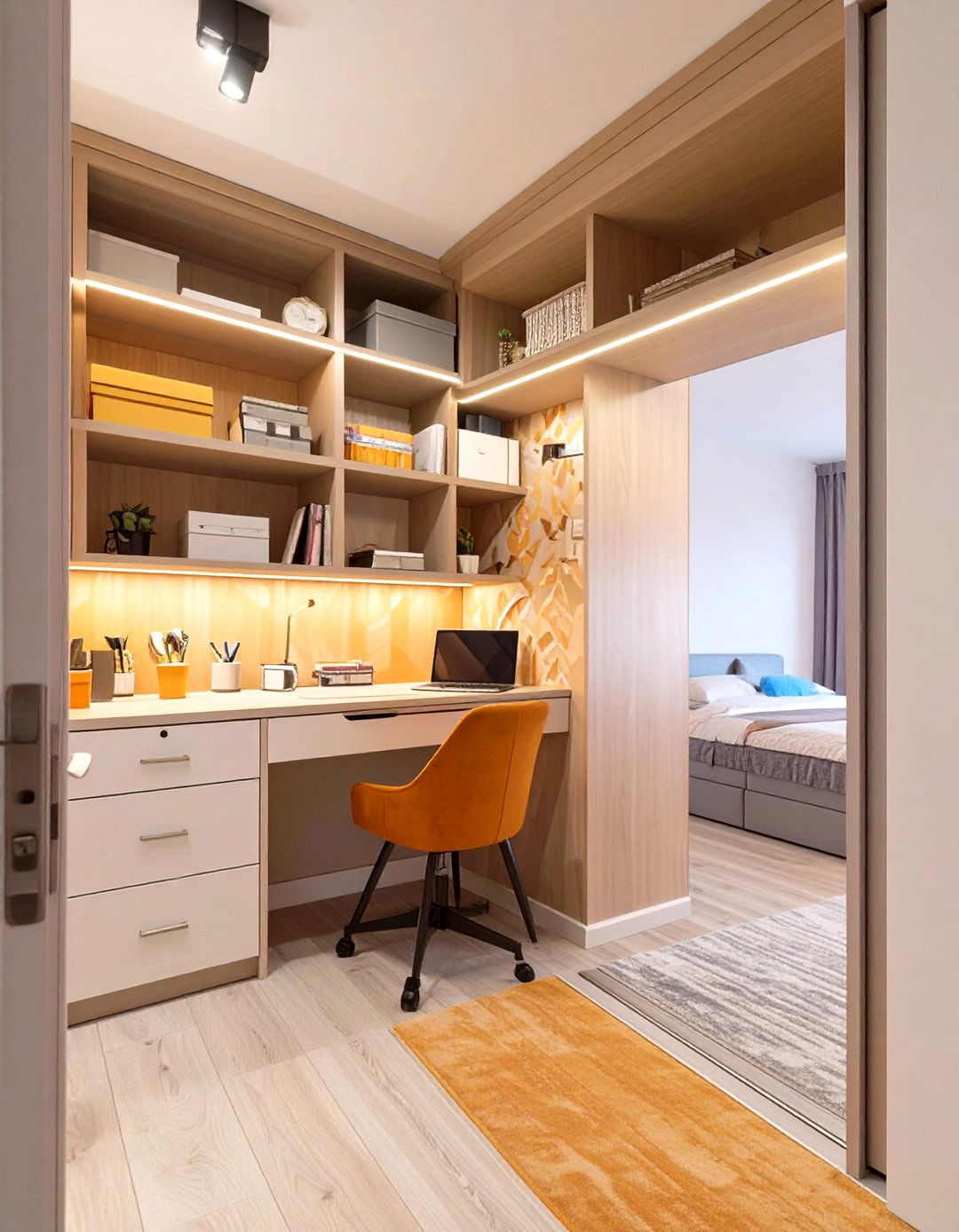 The Closet Office Conversion - 30 guest bedroom office ideas