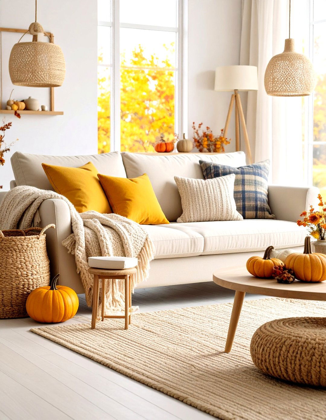 The Coastal Autumn Escape Living Room - 30 living room fall decor ideas
