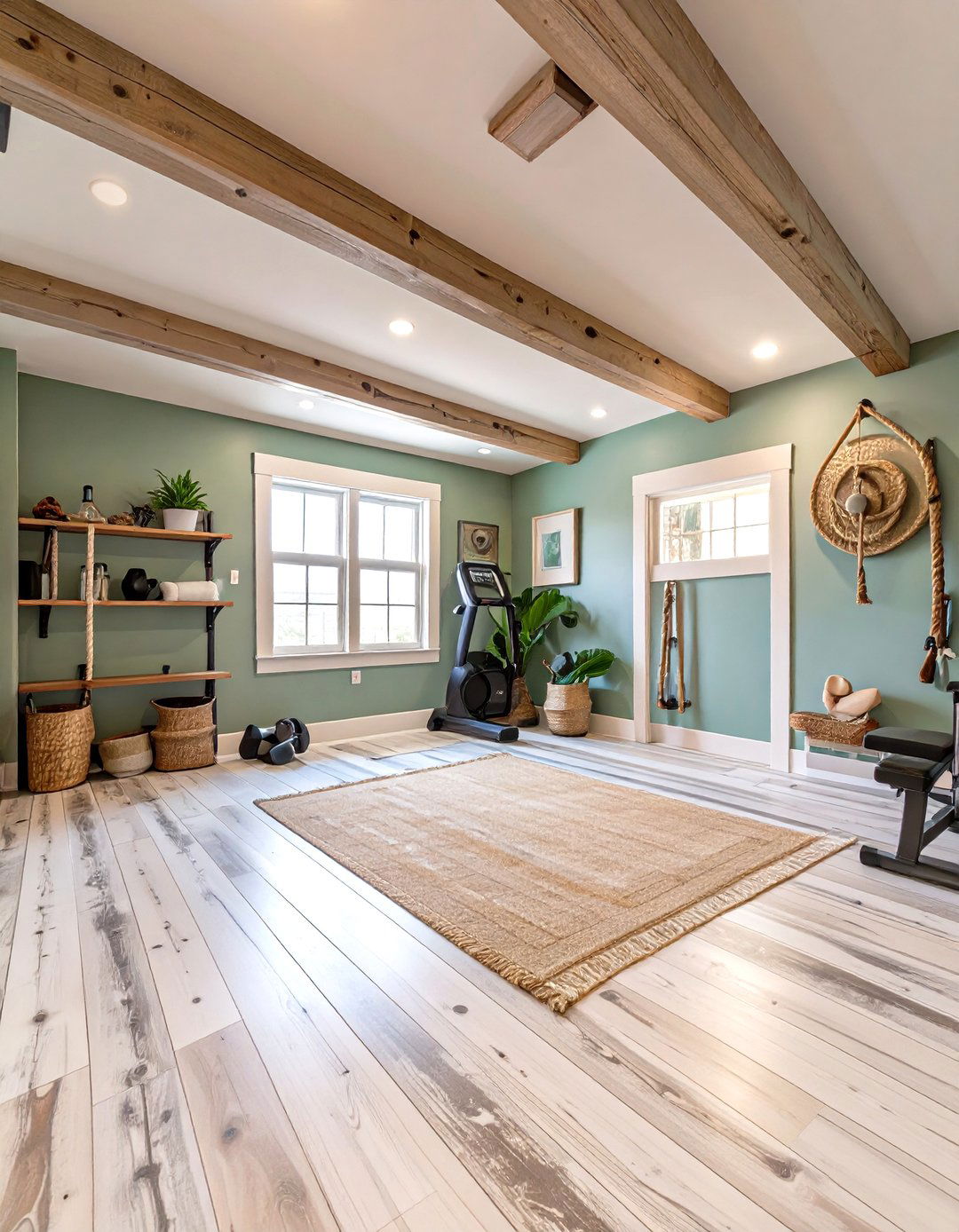 The Coastal Beach House Basement Gym - 30 basement home gym ideas