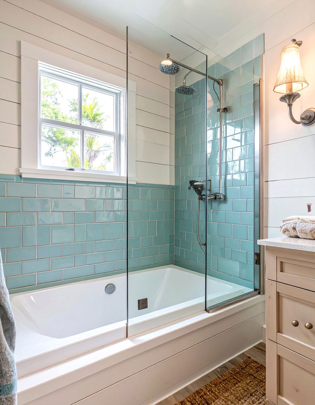 The Coastal Beach House Bathtub Shower - 30 bathtub shower combo ideas