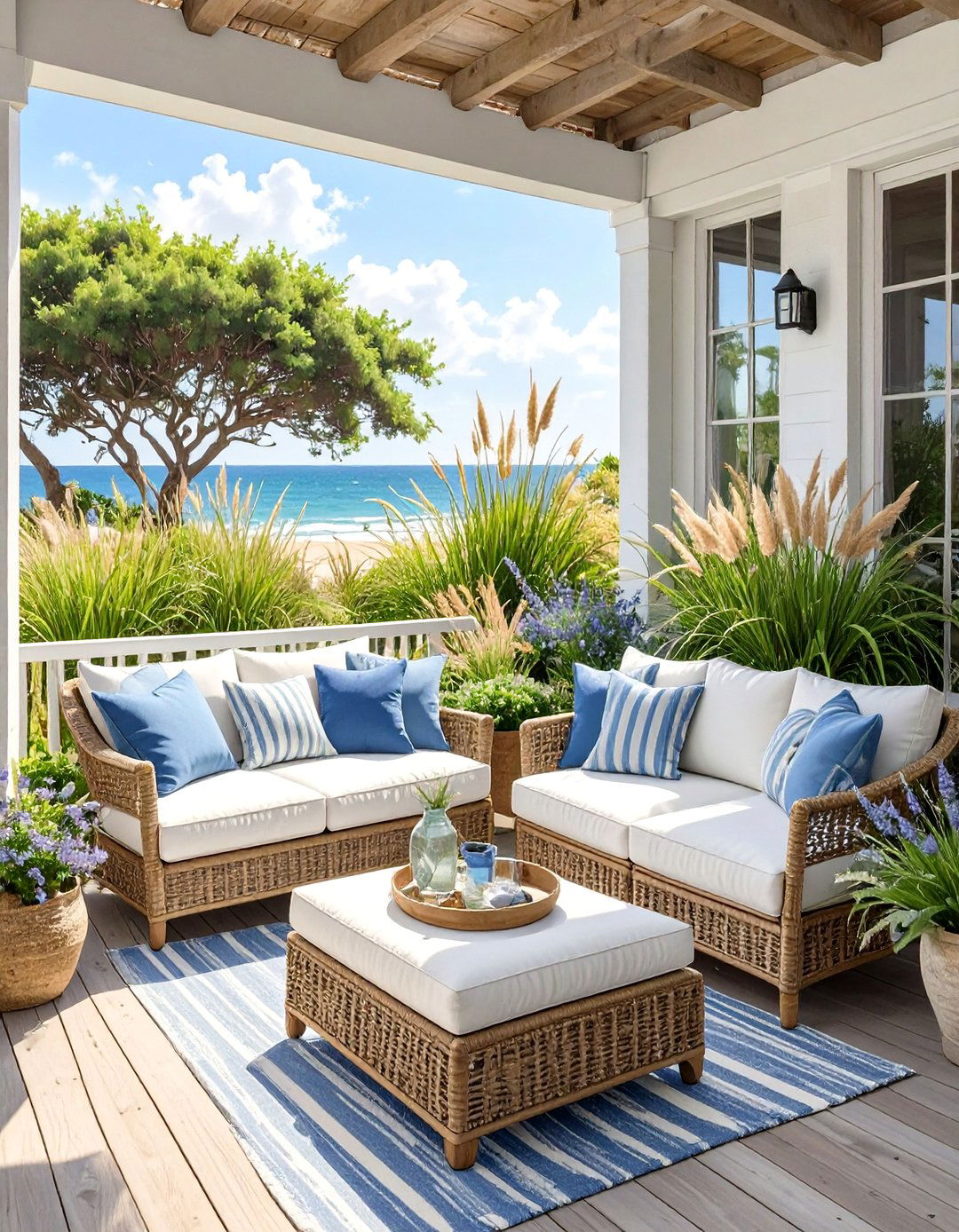 The Coastal Beach House Deck Garden - 30 deck garden ideas