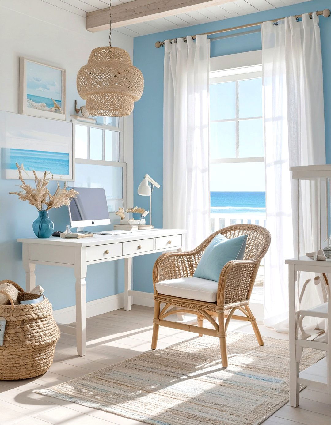 The Coastal Beach House Home Office - 30 cool home office ideas