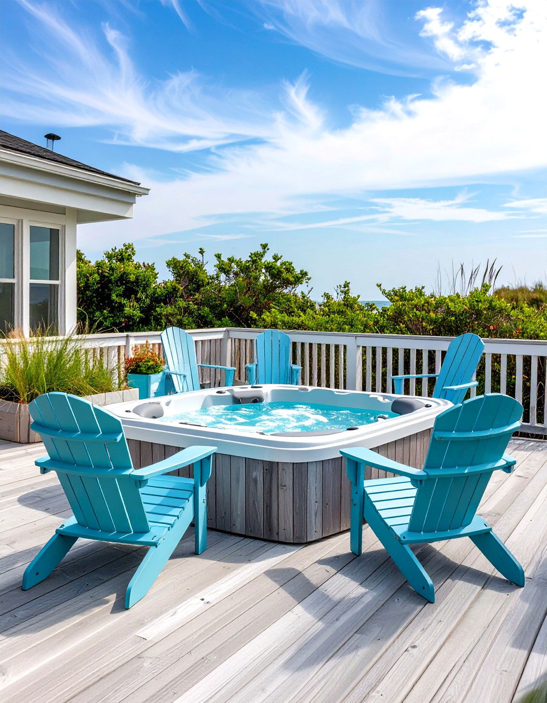 The Coastal Beach House Hot Tub Deck - 30 hot tub patio ideas
