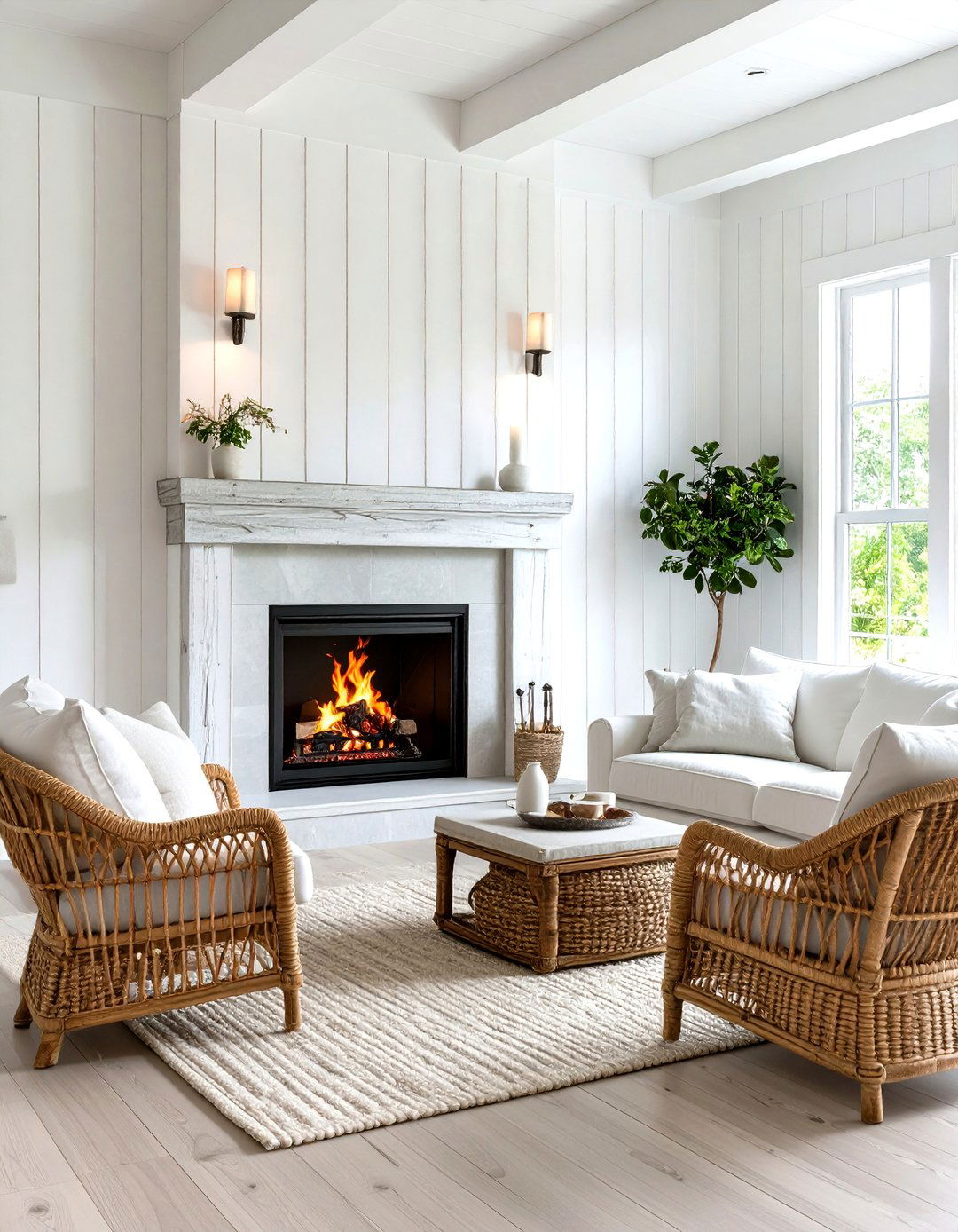The Coastal Beach House Living Room Corner Fireplace - 30 living room corner fireplace ideas