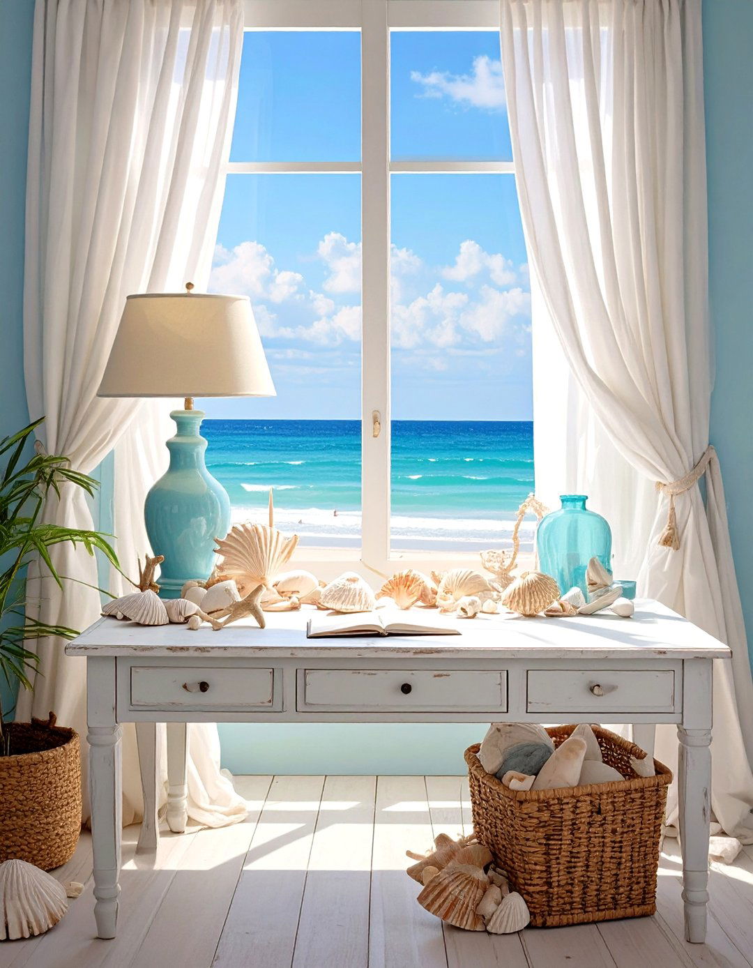 The Coastal Beach House Office Desk - 30 office desk ideas