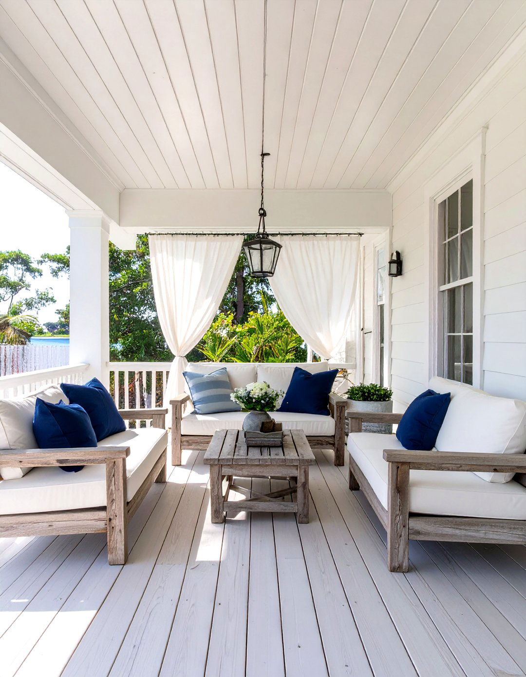 The Coastal Beach House Veranda - 30 covered patio backyard patio ideas