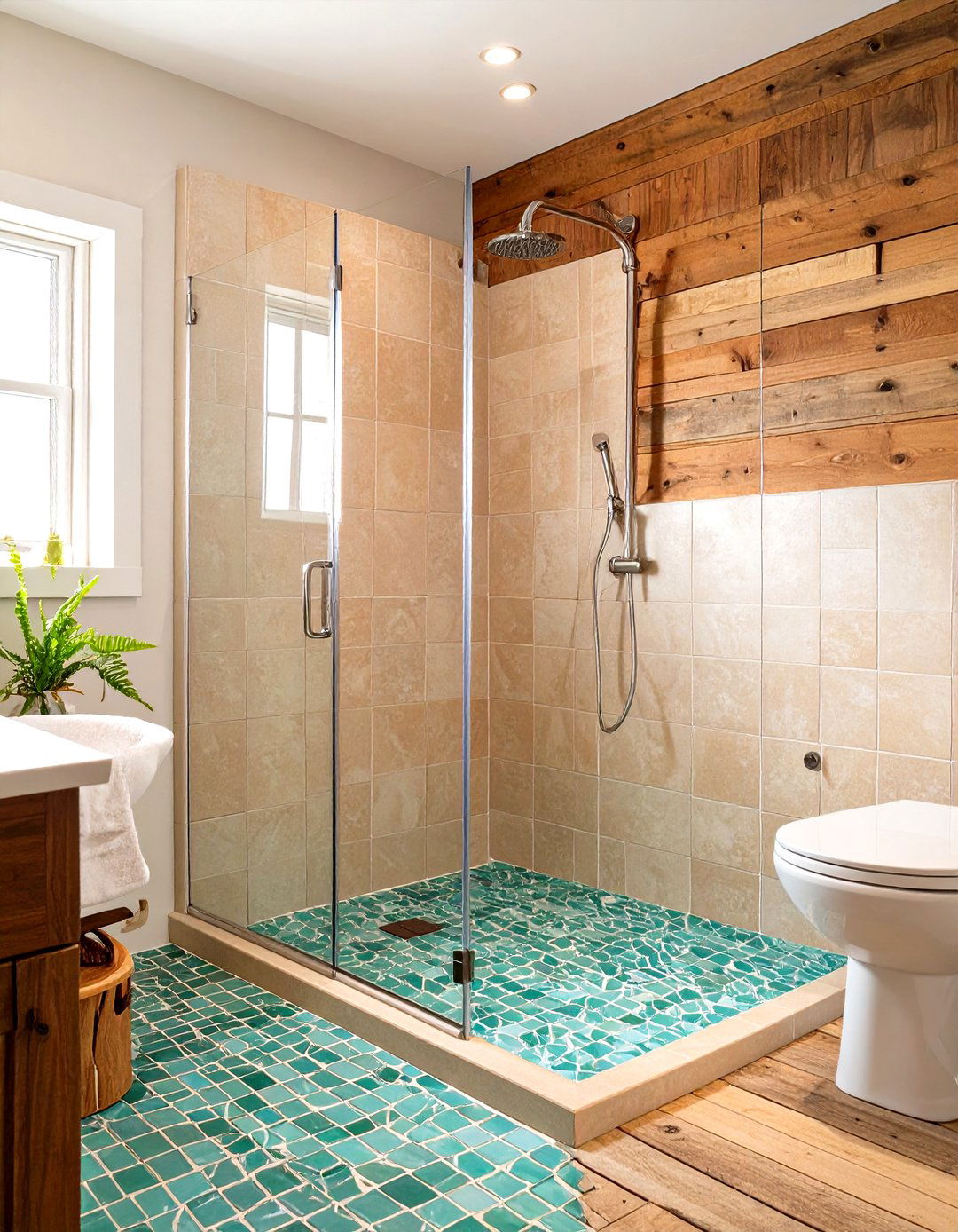The Coastal Beach House Vibe - 30 doorless walk-in shower ideas