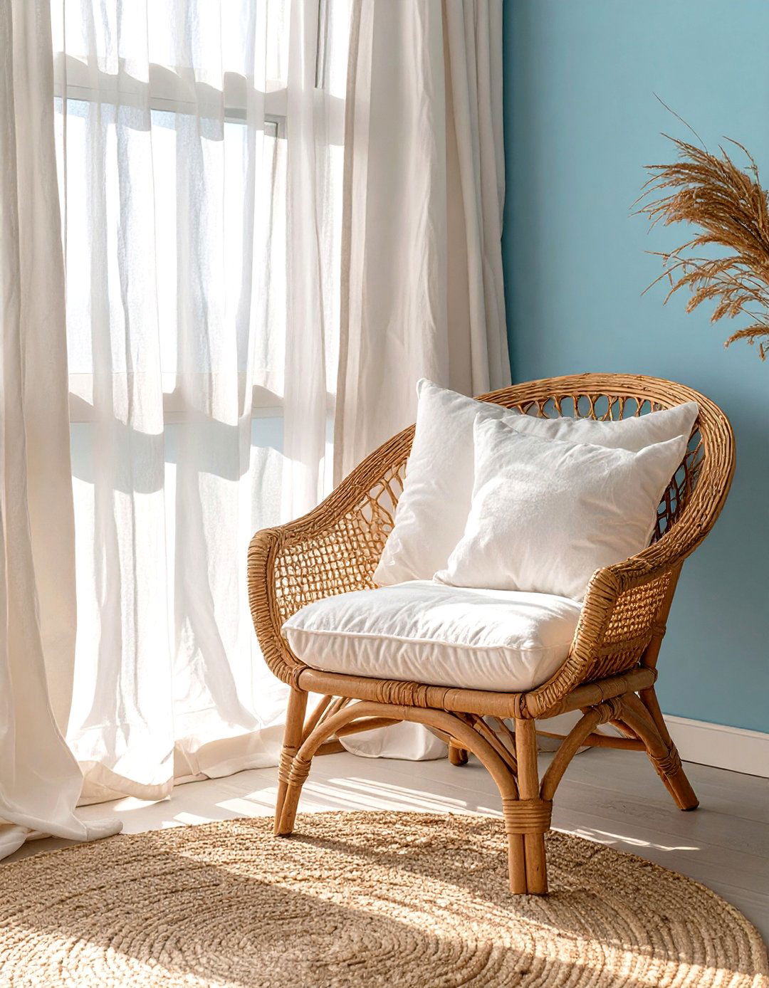 The Coastal Bedroom Rattan Chair - 30 bedroom seating ideas
