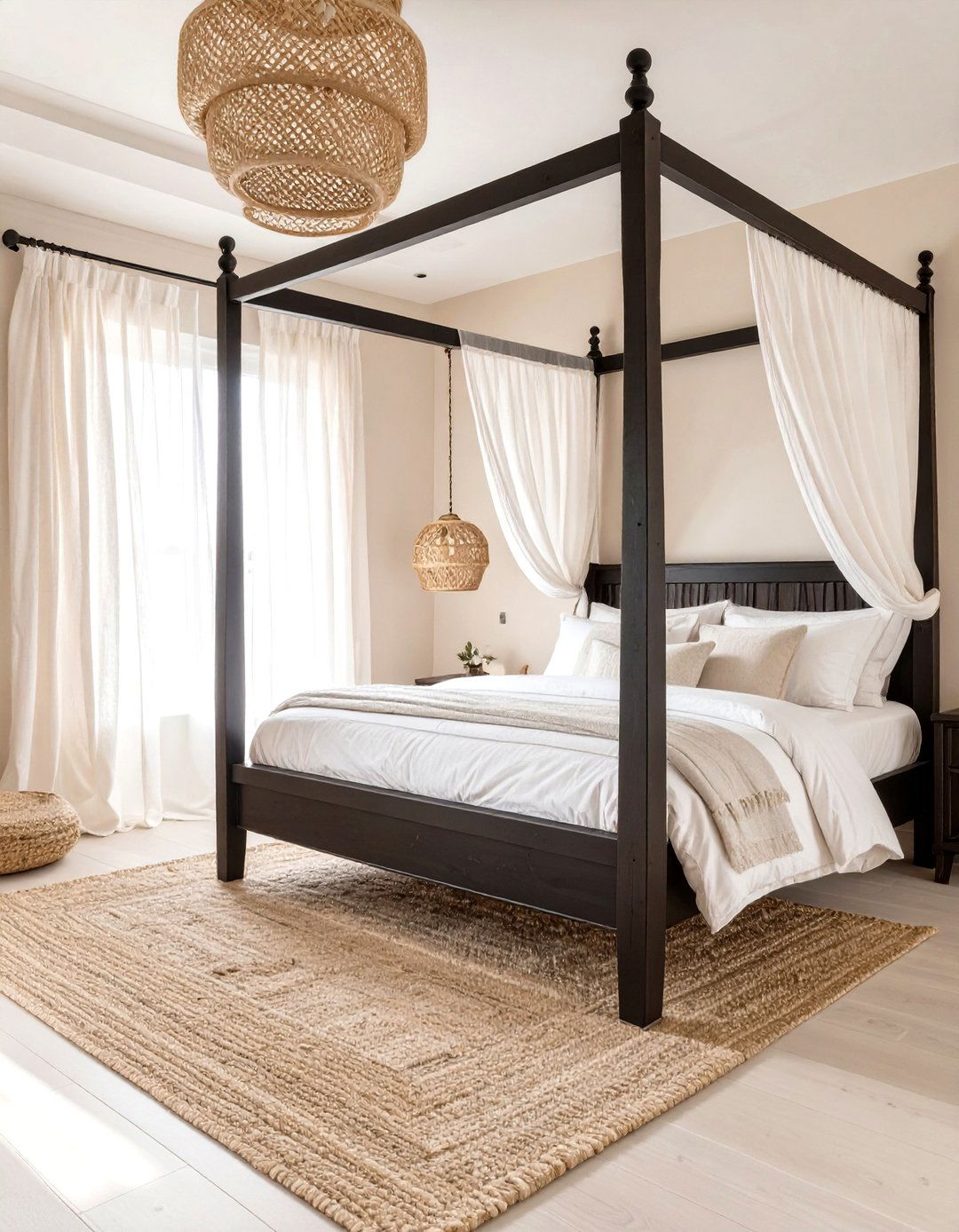 The Coastal Black Accent Bedroom - 30 neutral and black bedroom ideas