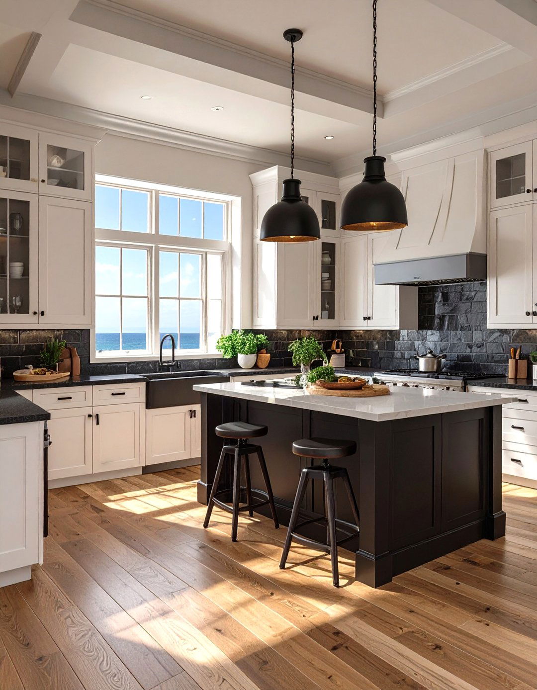 The Coastal Black and White Kitchen - 30 black and white kitchen ideas