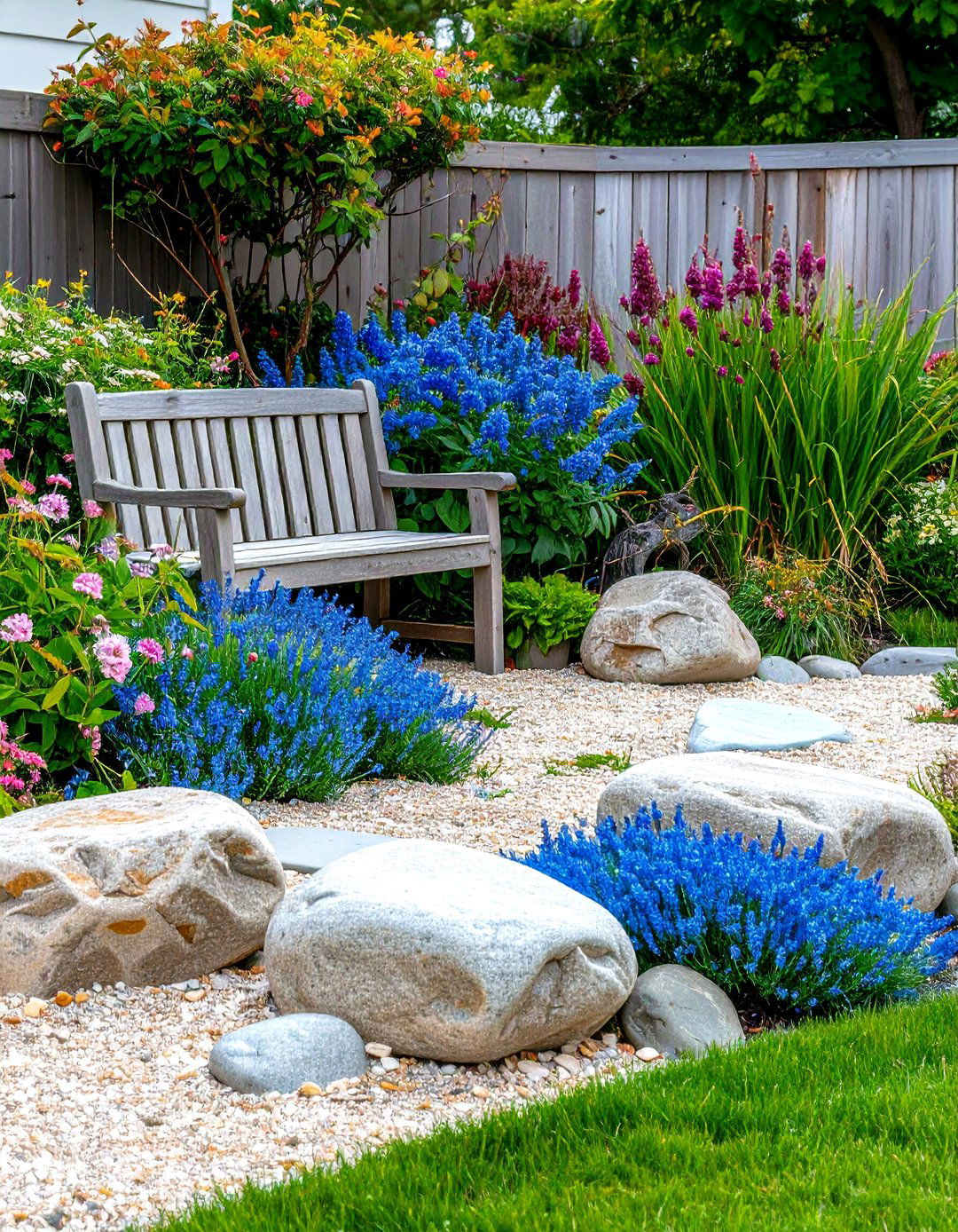 The Coastal Boulder Rock Garden - 30 front yard landscaping ideas modern rock garden ideas