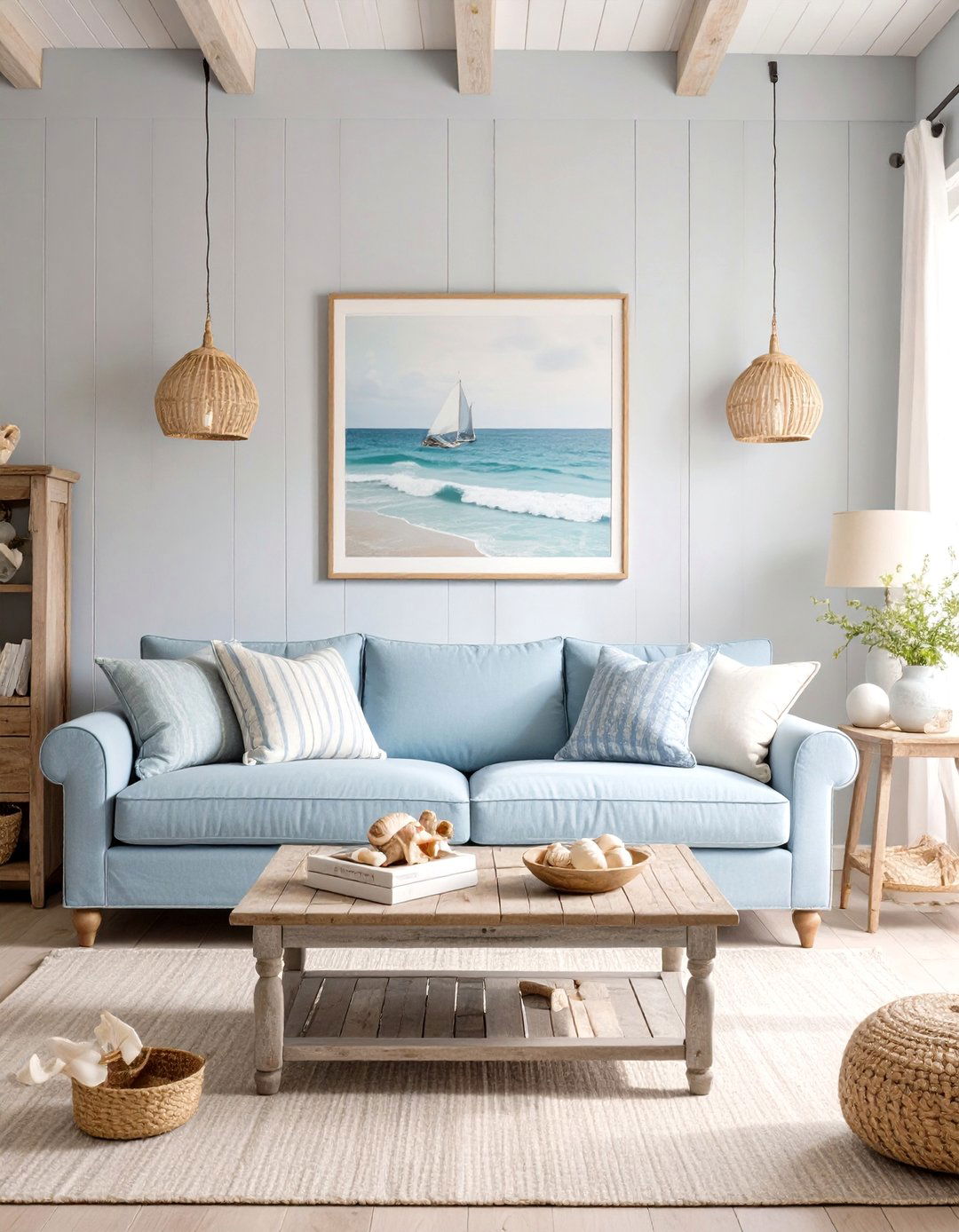 The Coastal Breeze Blue and Grey Living Room - 30 blue and grey living room ideas