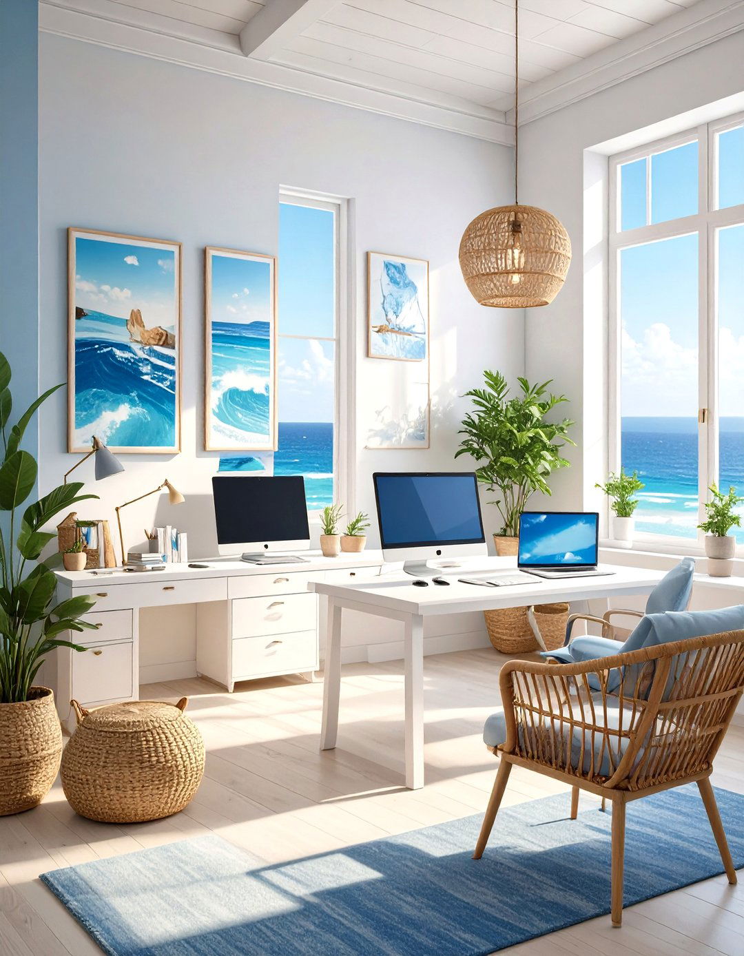The Coastal Calm Office - 30 office decoration ideas for work