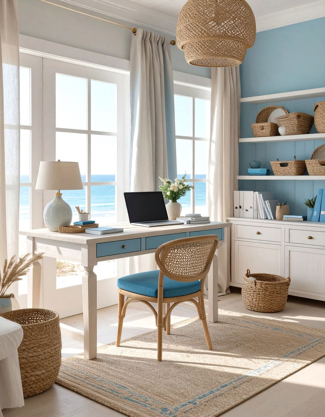 The Coastal Calm Workspace - 30 office decorating ideas for work