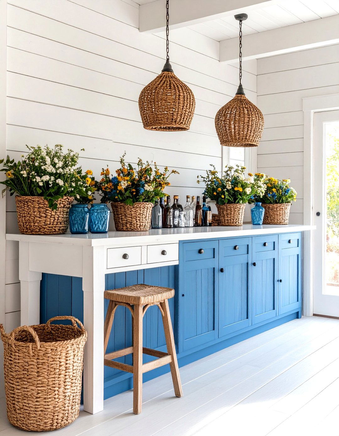 The Coastal Cottage Dry Bar - 30 living room bar ideas