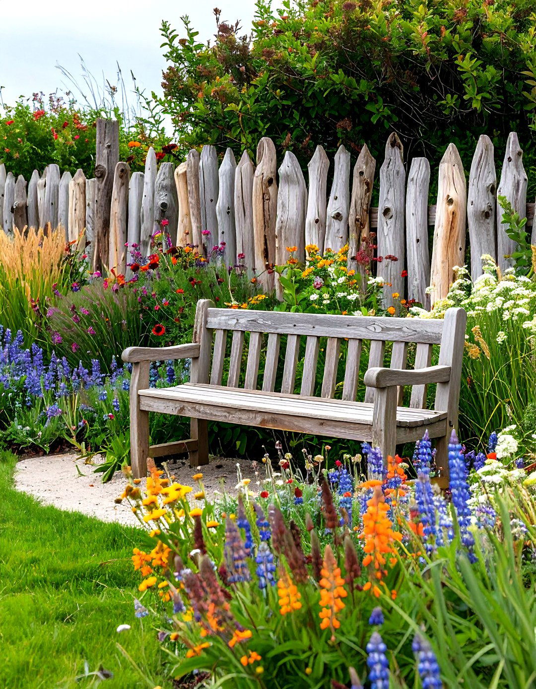 The Coastal Driftwood Fence Garden - 30 fence garden ideas